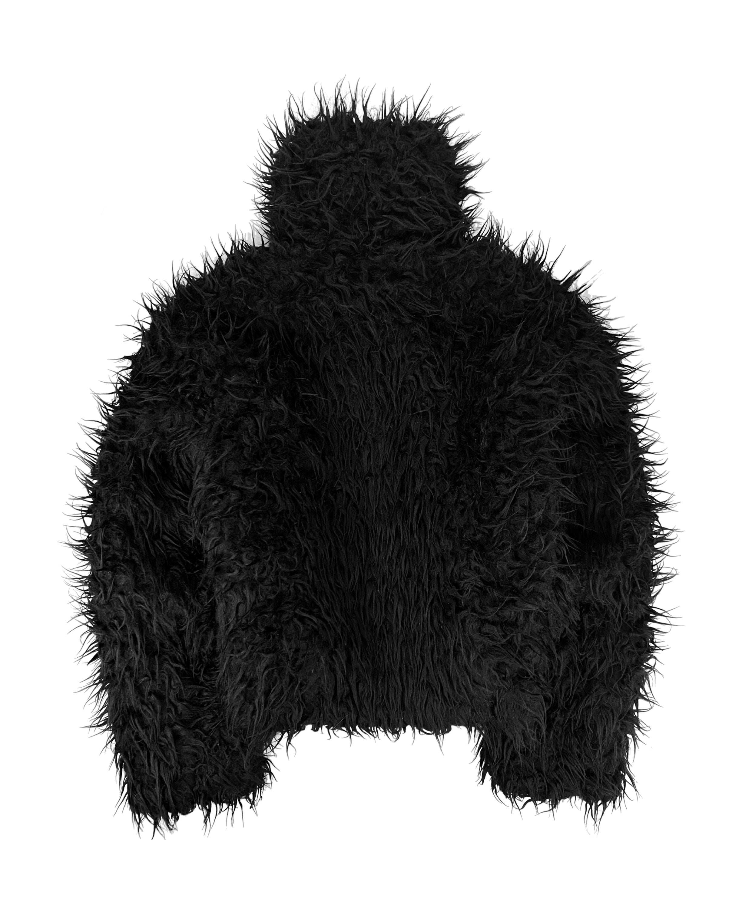 AW20 Balenciaga ‘Faux Fur’ Cropped High Neck Bomber Jacket
