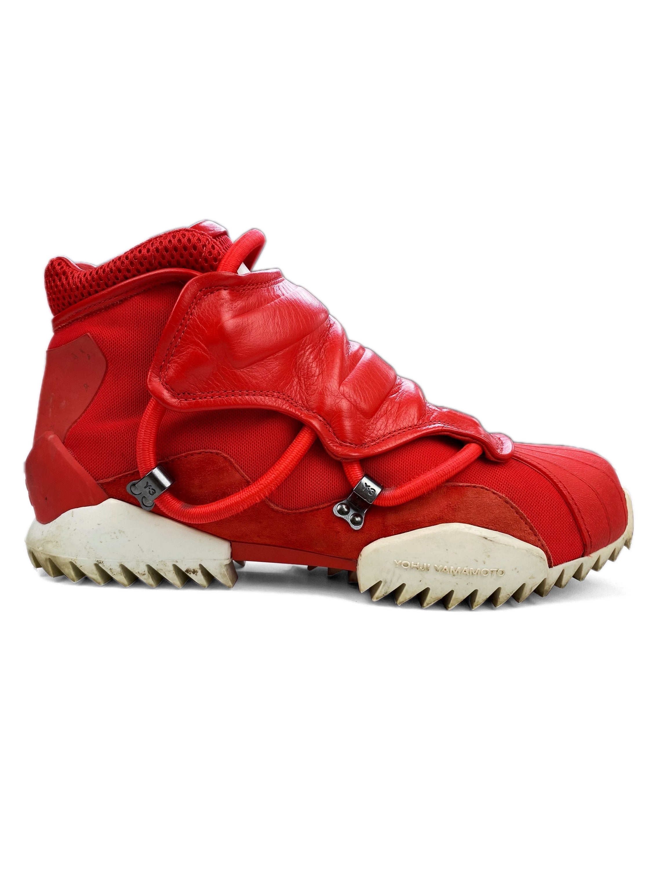 Yohji Yamamoto Y-3 Serrated Bungee Cord Cherry Red Hi-top Sneakers