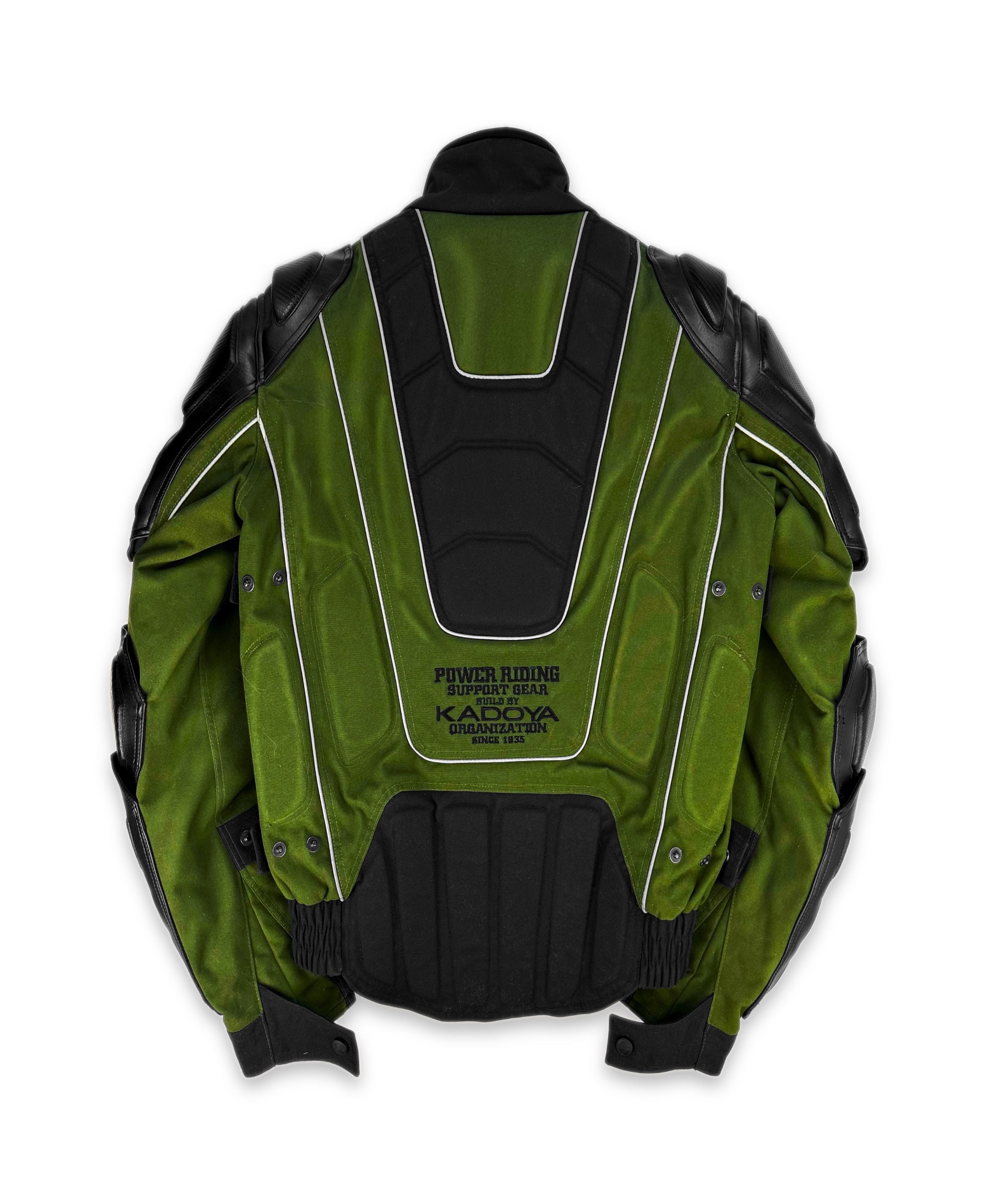 90s Kadoya ‘Support’ Armoured PVC Leather Olive Biker Jacket