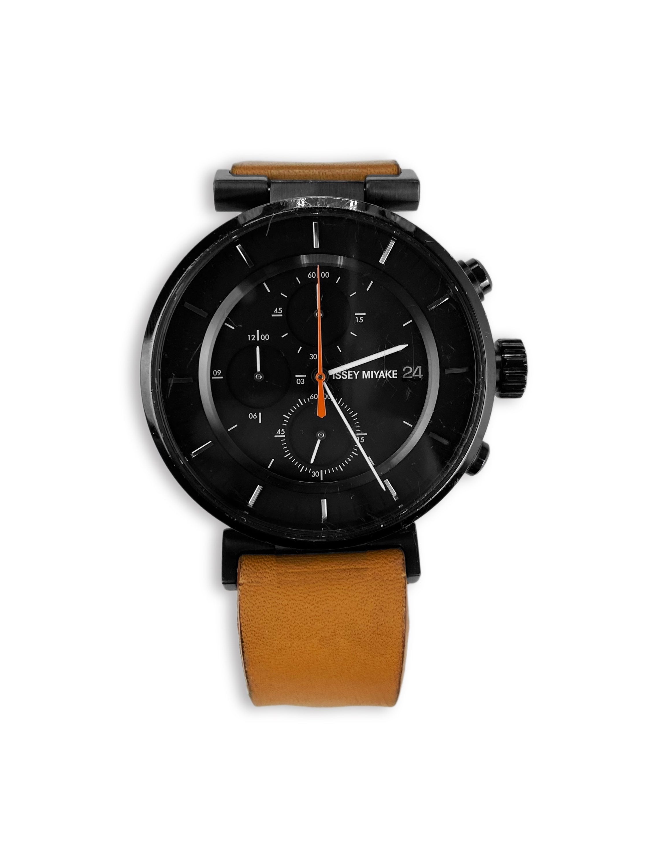 90s Issey Miyake Black ‘Chronograph’ Leather Watch
