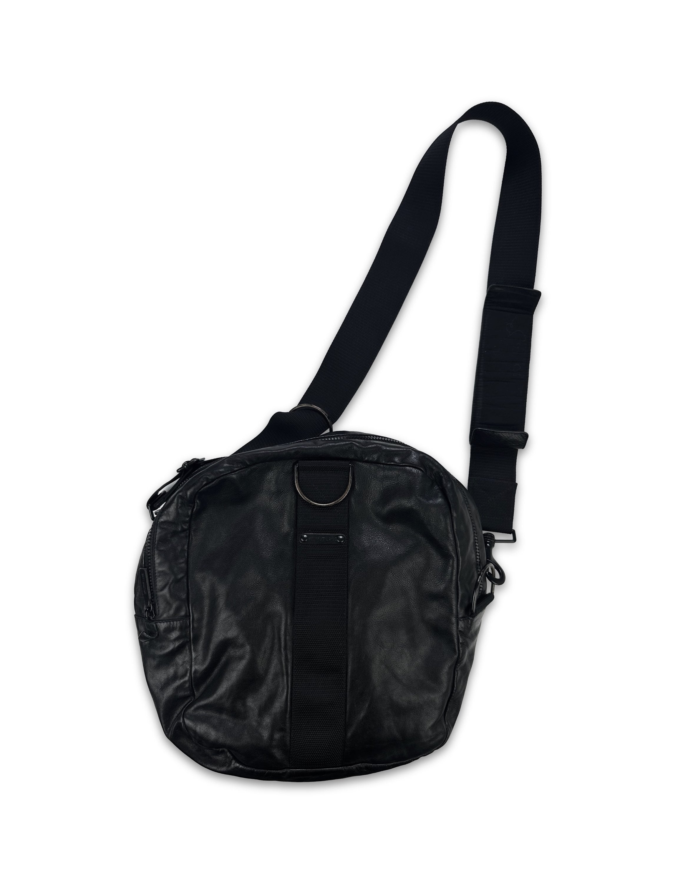 1999 Helmut Lang Transformable Black Leather Shoulder / Duffle Bag