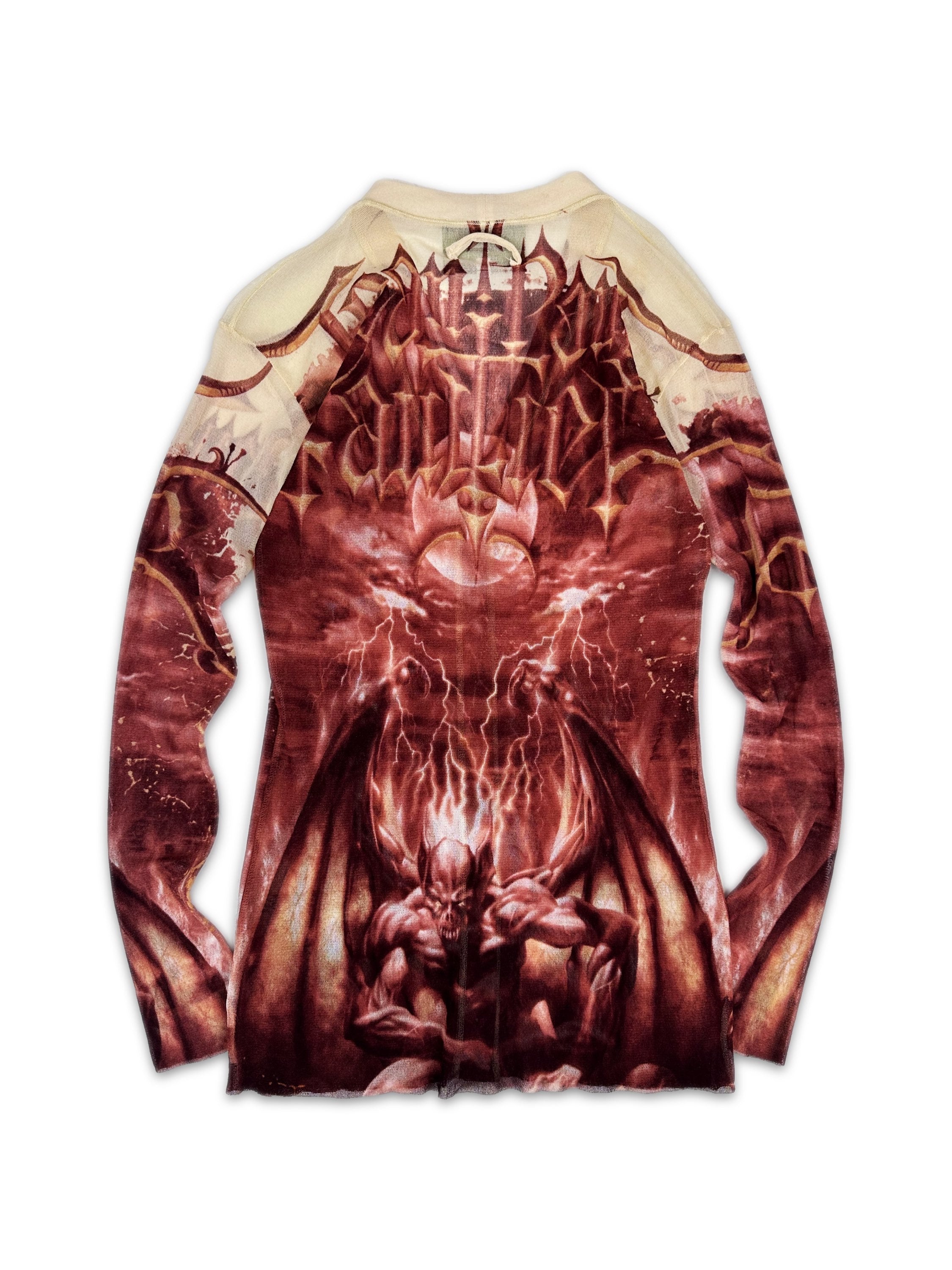 SS01 Jean Paul Gaultier ‘Satan’ Tattoo Mesh Cardigan