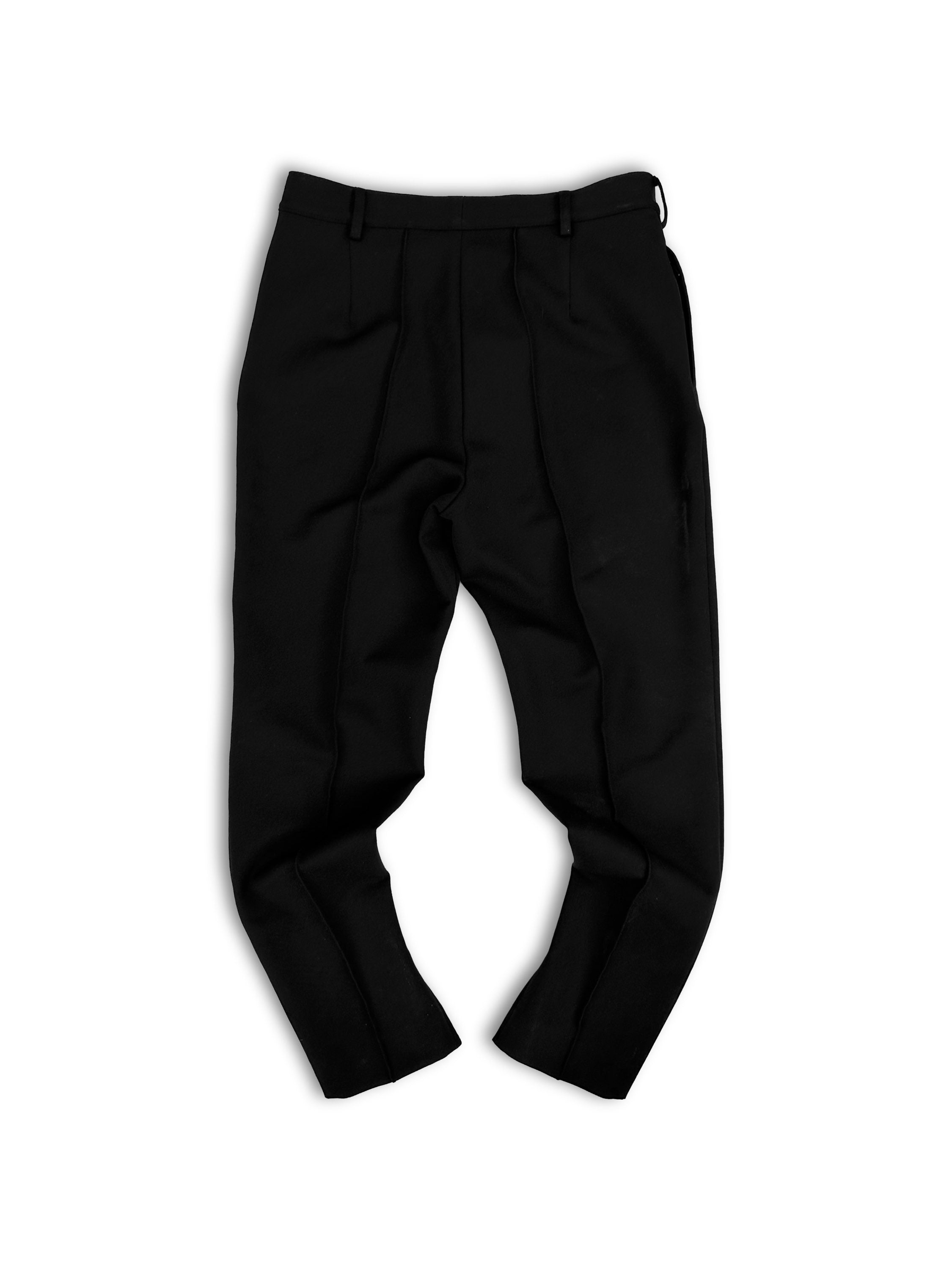 AW23 Prada Black Pleated Asymmetric Button Pants