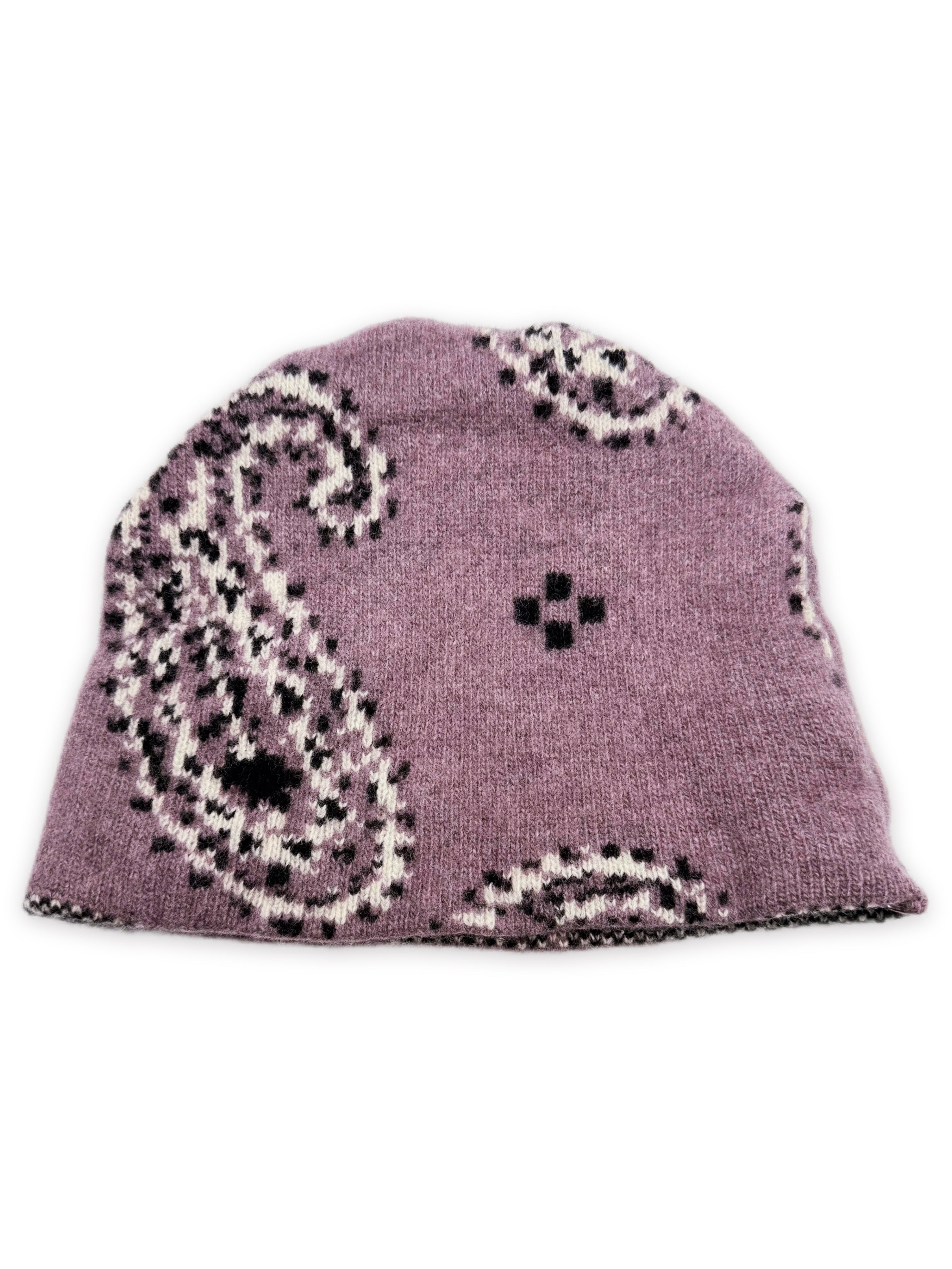 AW04 Raf Simons ‘Waves’ Purple Paisley Knit Beanie