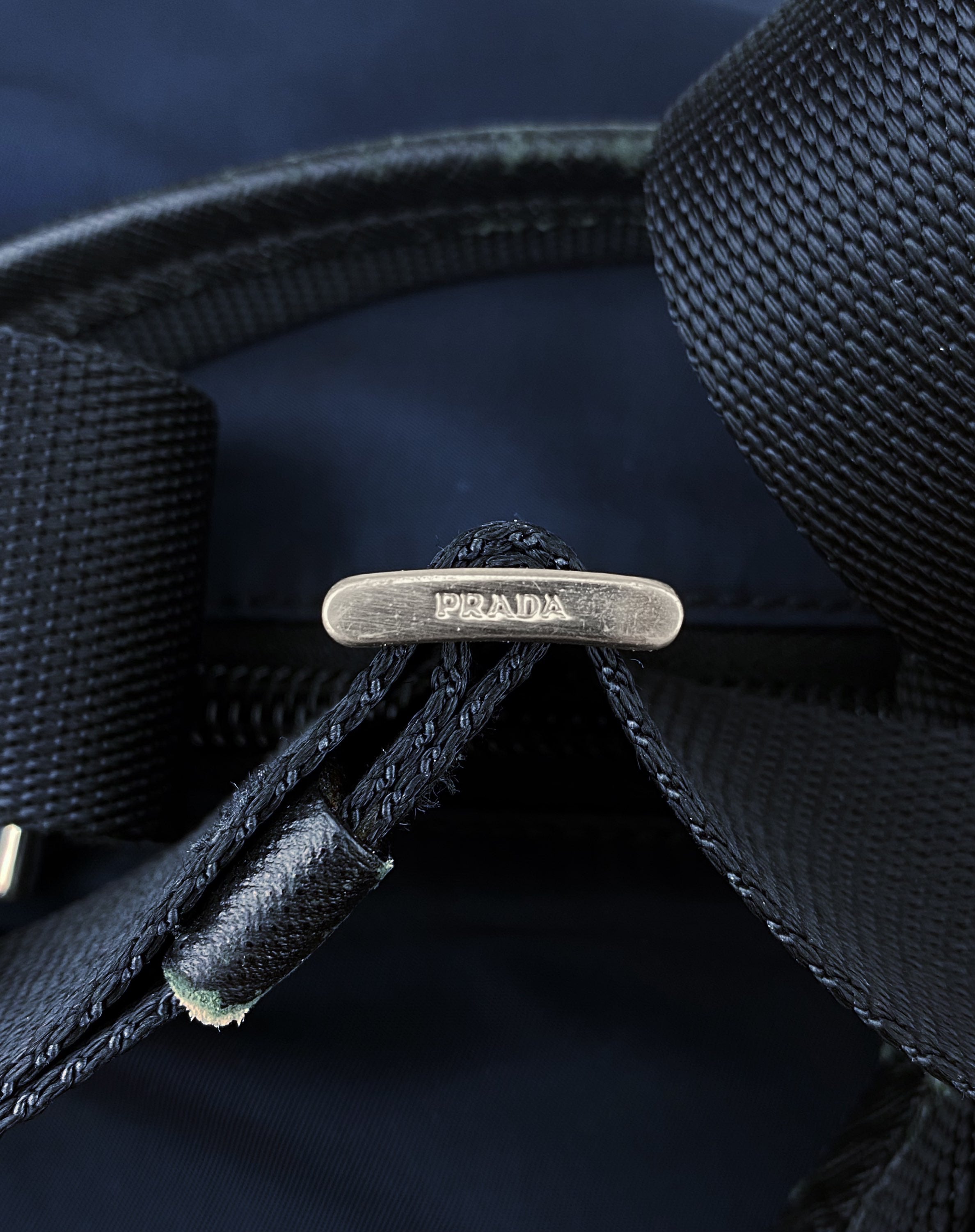 Prada Crossbody Zippered Nylon Navy Blue Duffle Bag