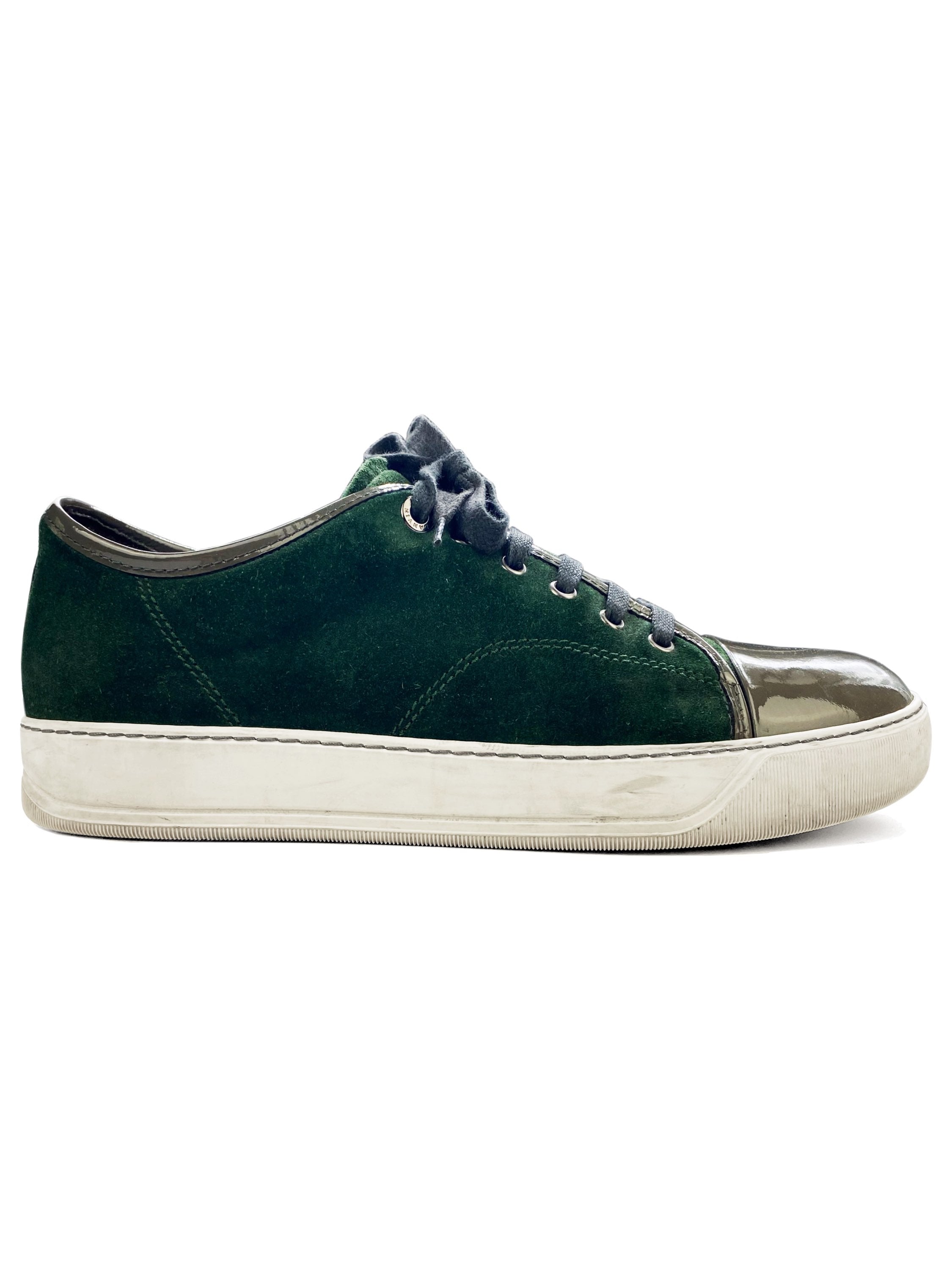 Lanvin Forest Green Suede Patent Leather Sneakers