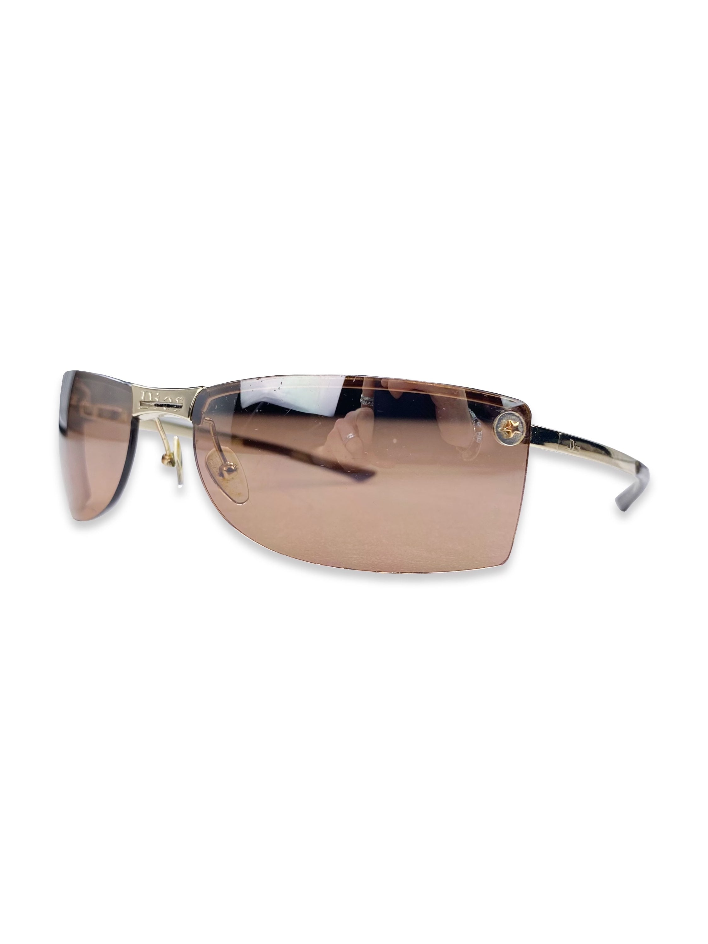 2000’s Dior Star Motif Engraved Warm Tint Sunglasses