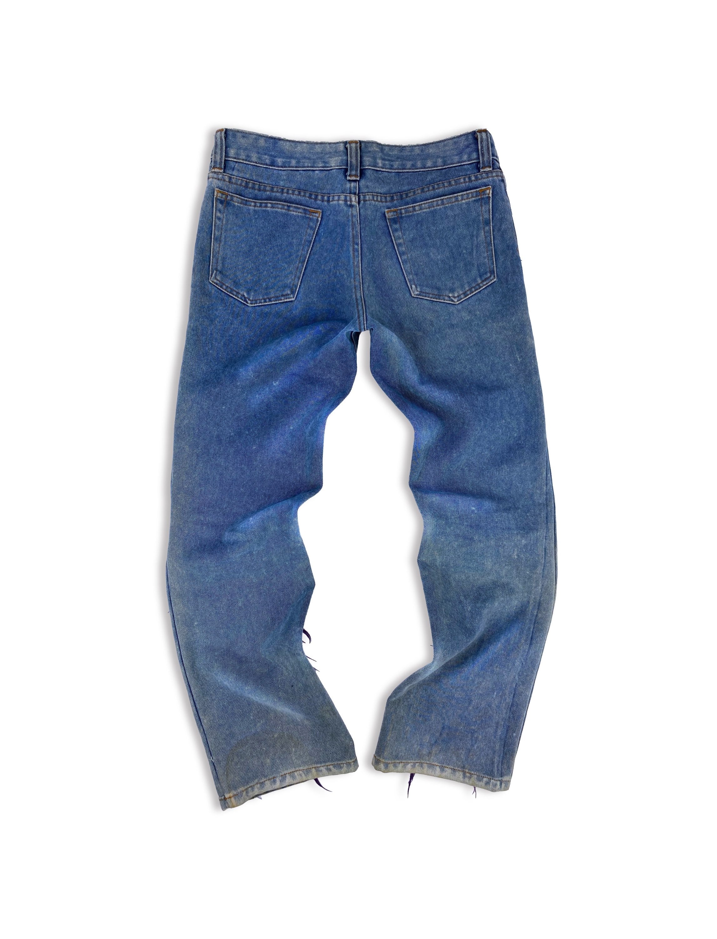 AW01 Junya Watanabe ‘Thrashed’ Two-Tone Magenta Washed Denim
