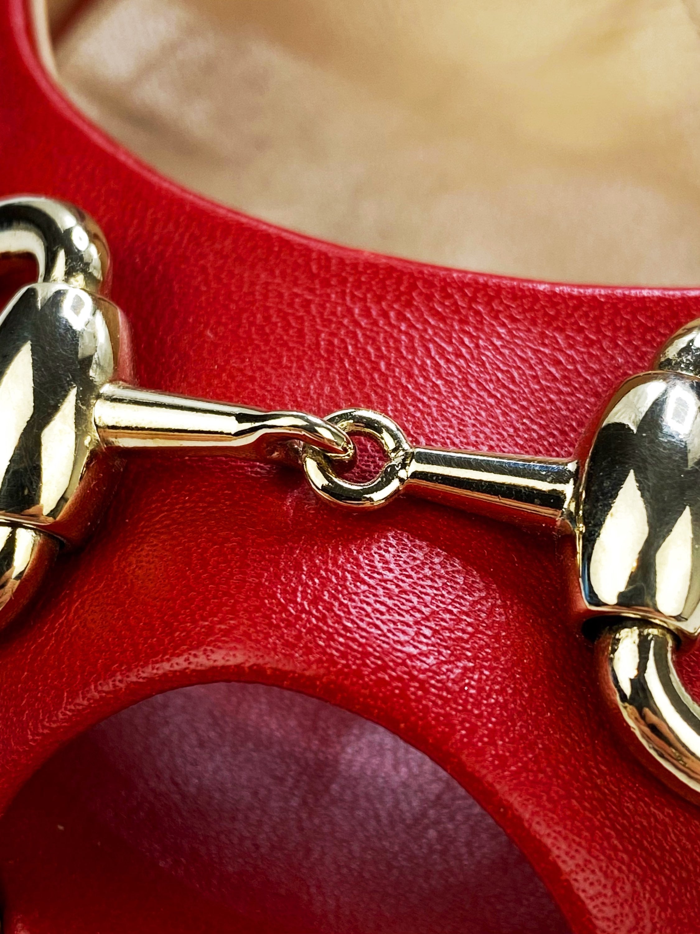 Gucci Cherry Red Metallic Leather High Heels