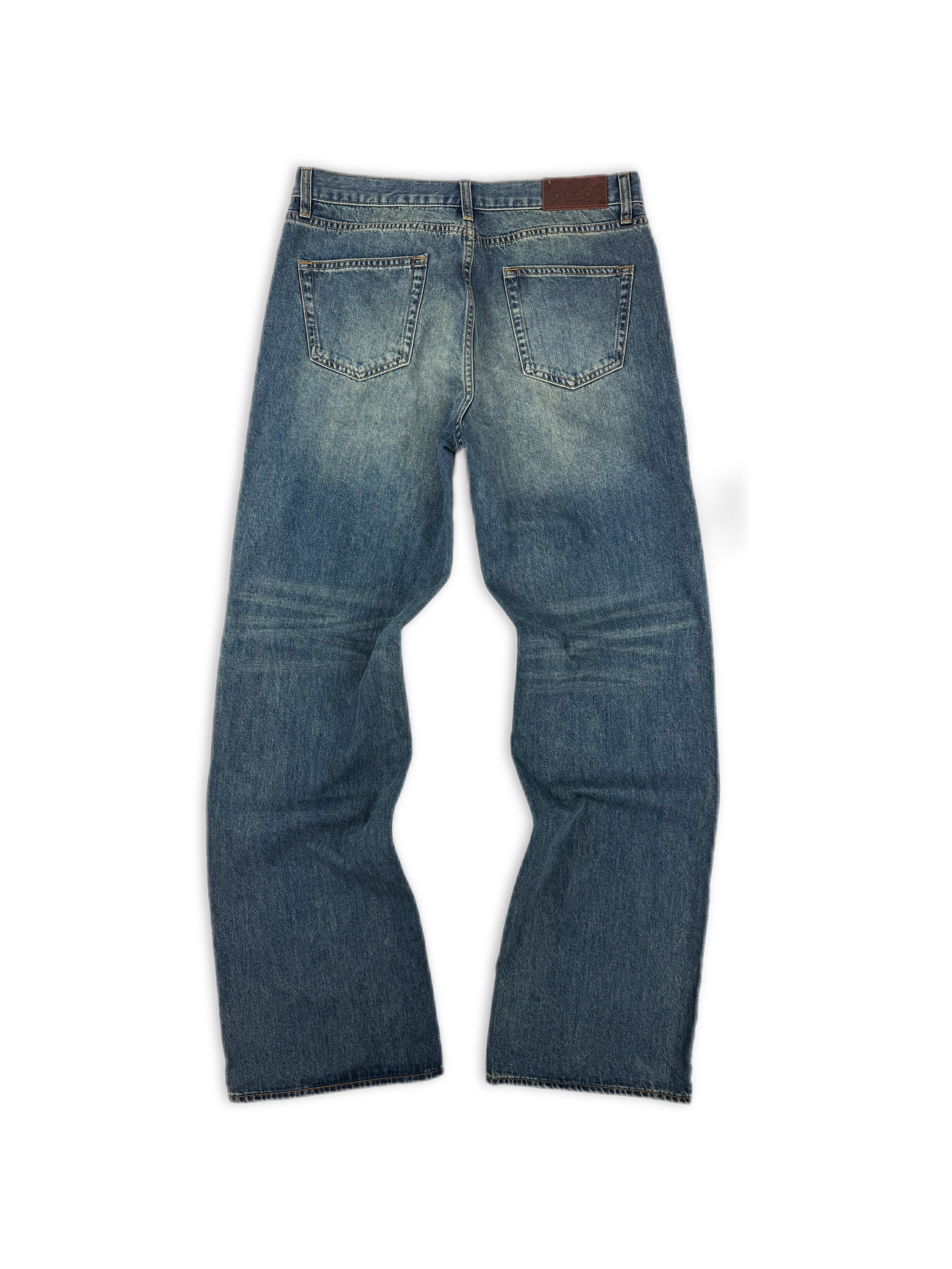 SS26 Gucci by Demna Gvasalia Horsebit Blue Wash Boot Cut Denim Jeans