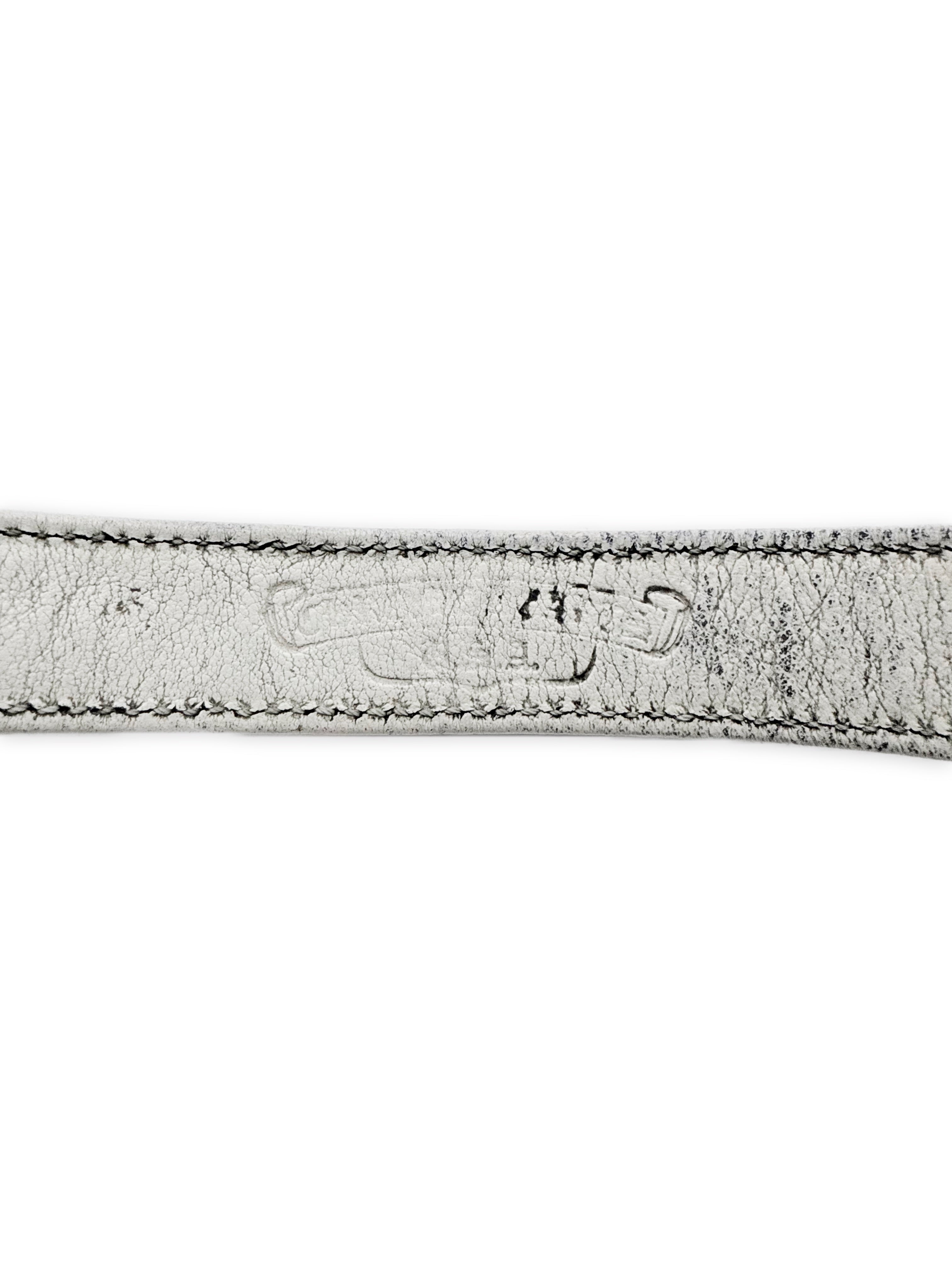 Chrome Hearts Rhodium Plus White Leather Snap Bracelet