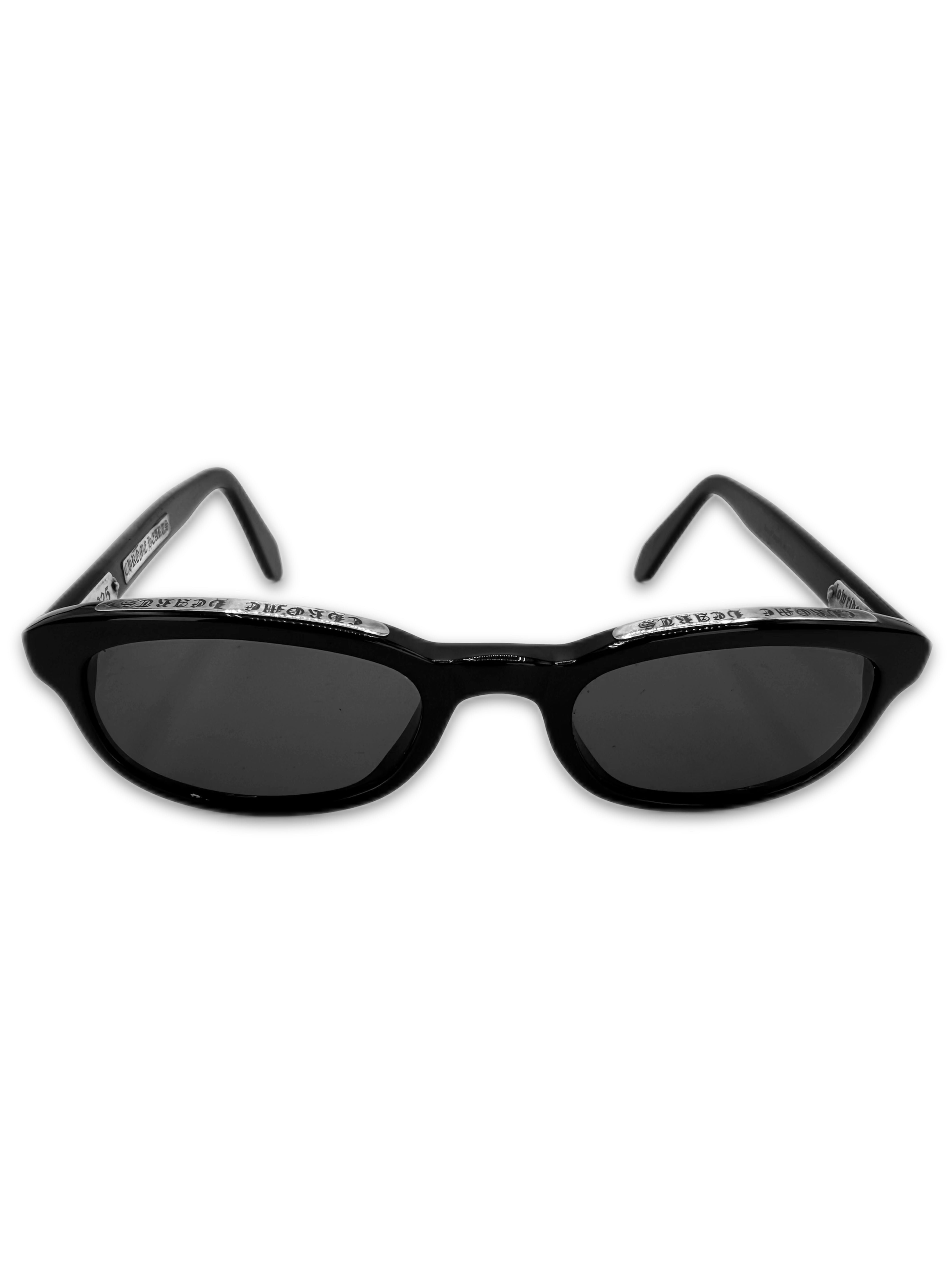 CHROME HEARTS 'LOWRIDER 4' BLACK .925 SILVER OVAL SUNGLASSES