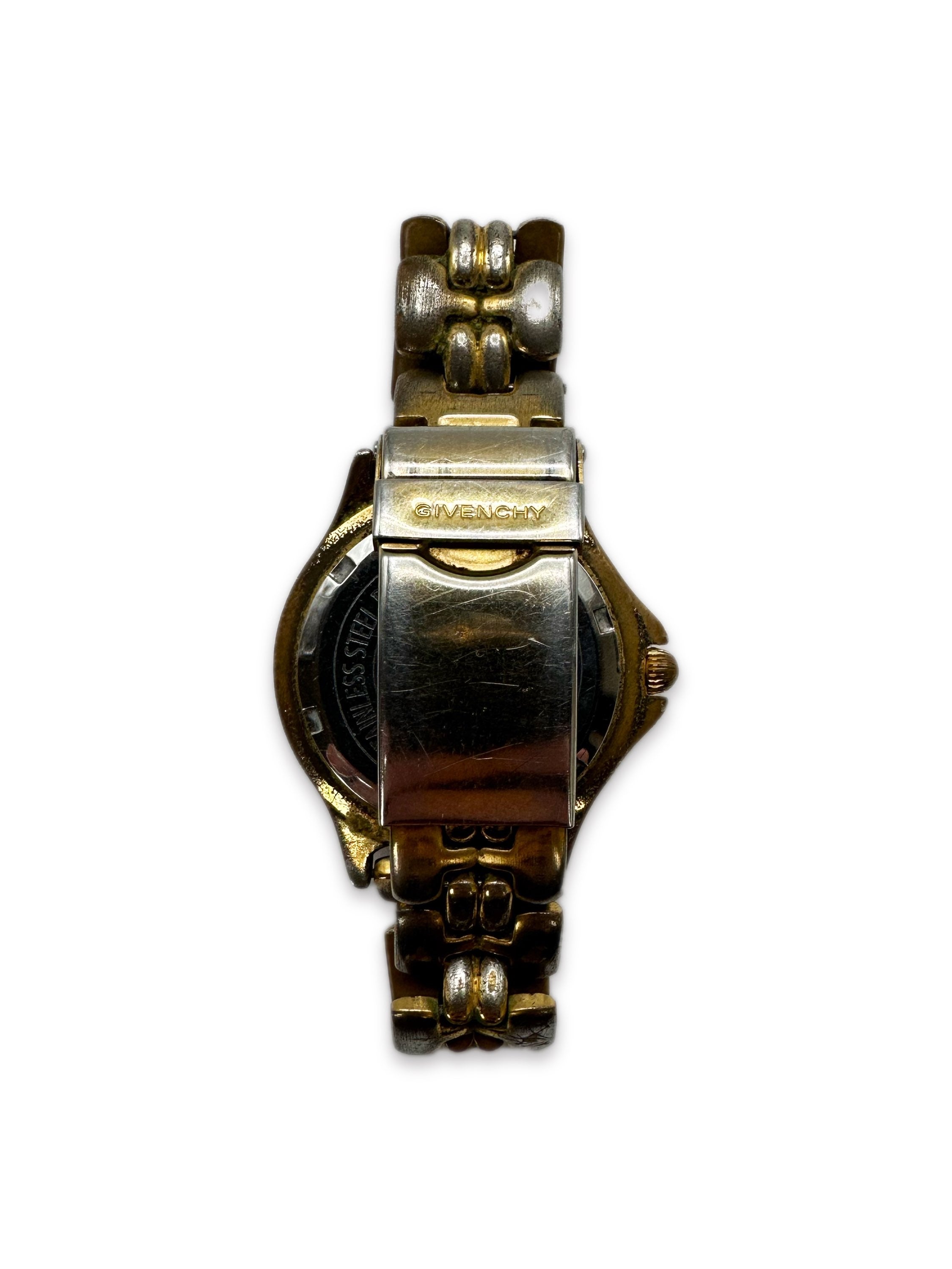 Givenchy Silver / Gold White Face Metallic Wristwatch