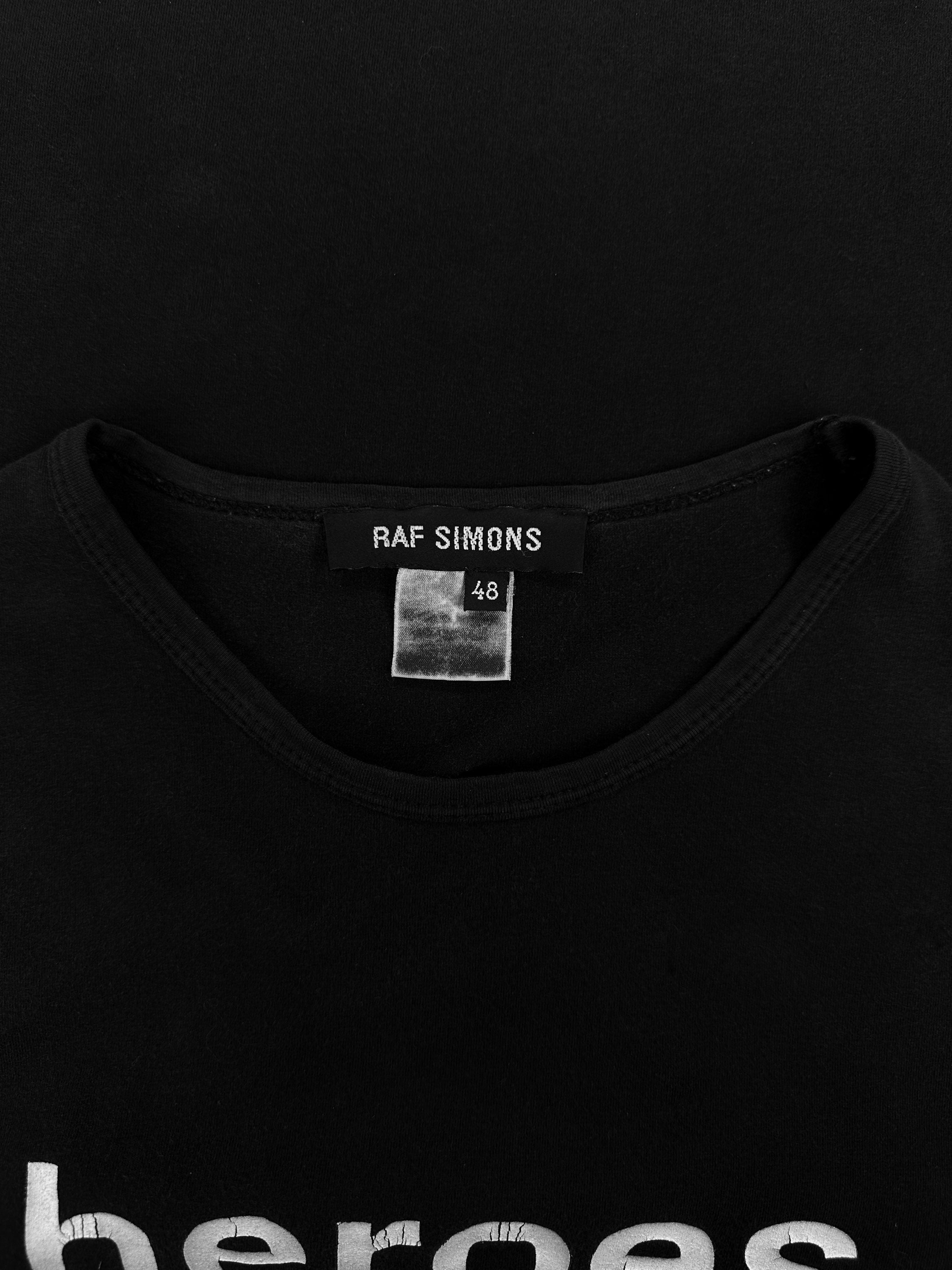 SS98 Raf Simons ‘Heroes’ David Bowie Black Slogan T-Shirt