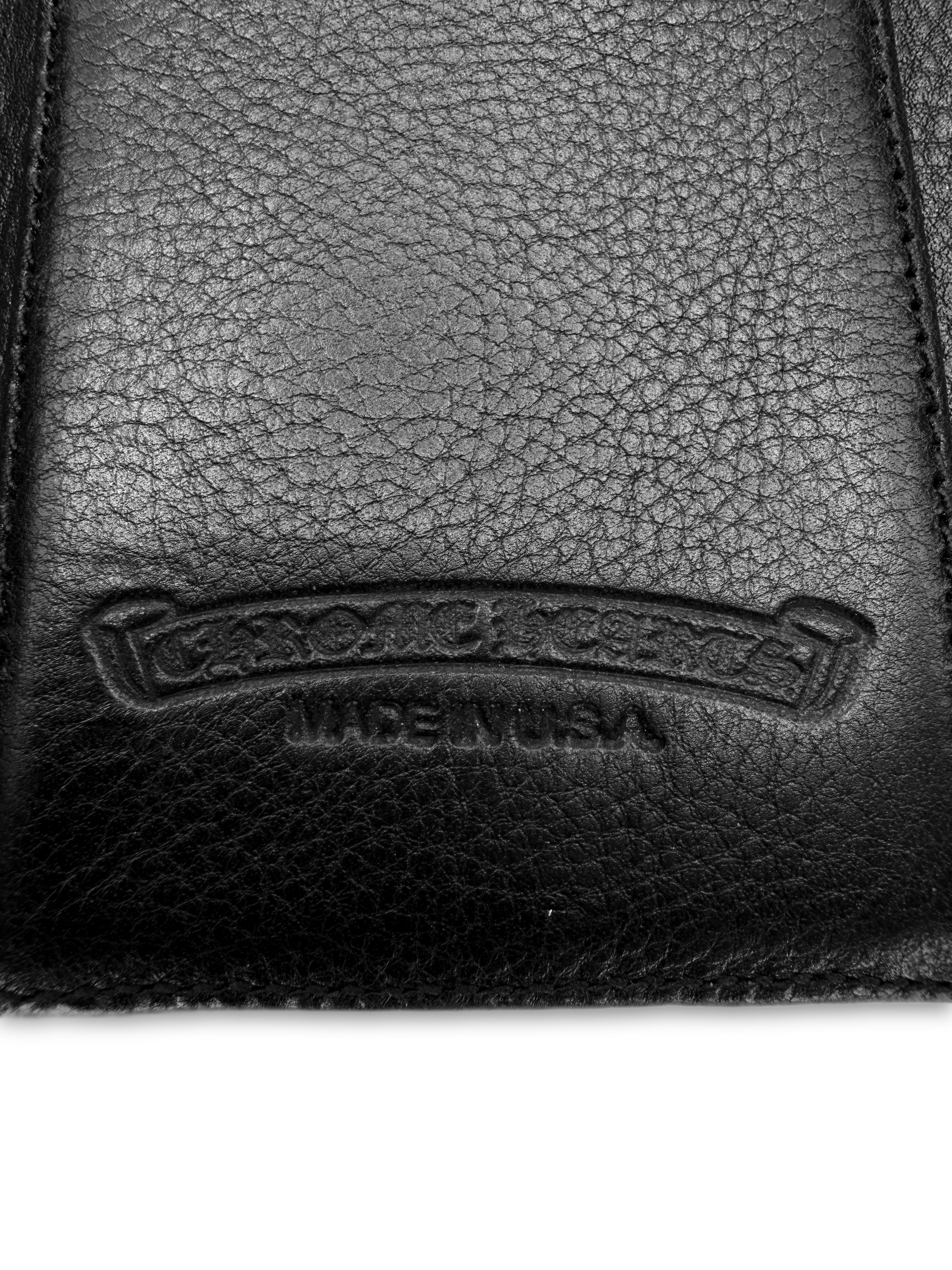 Chrome Hearts Mini Wave Tri Fold Dagger Zip Leather Wallet