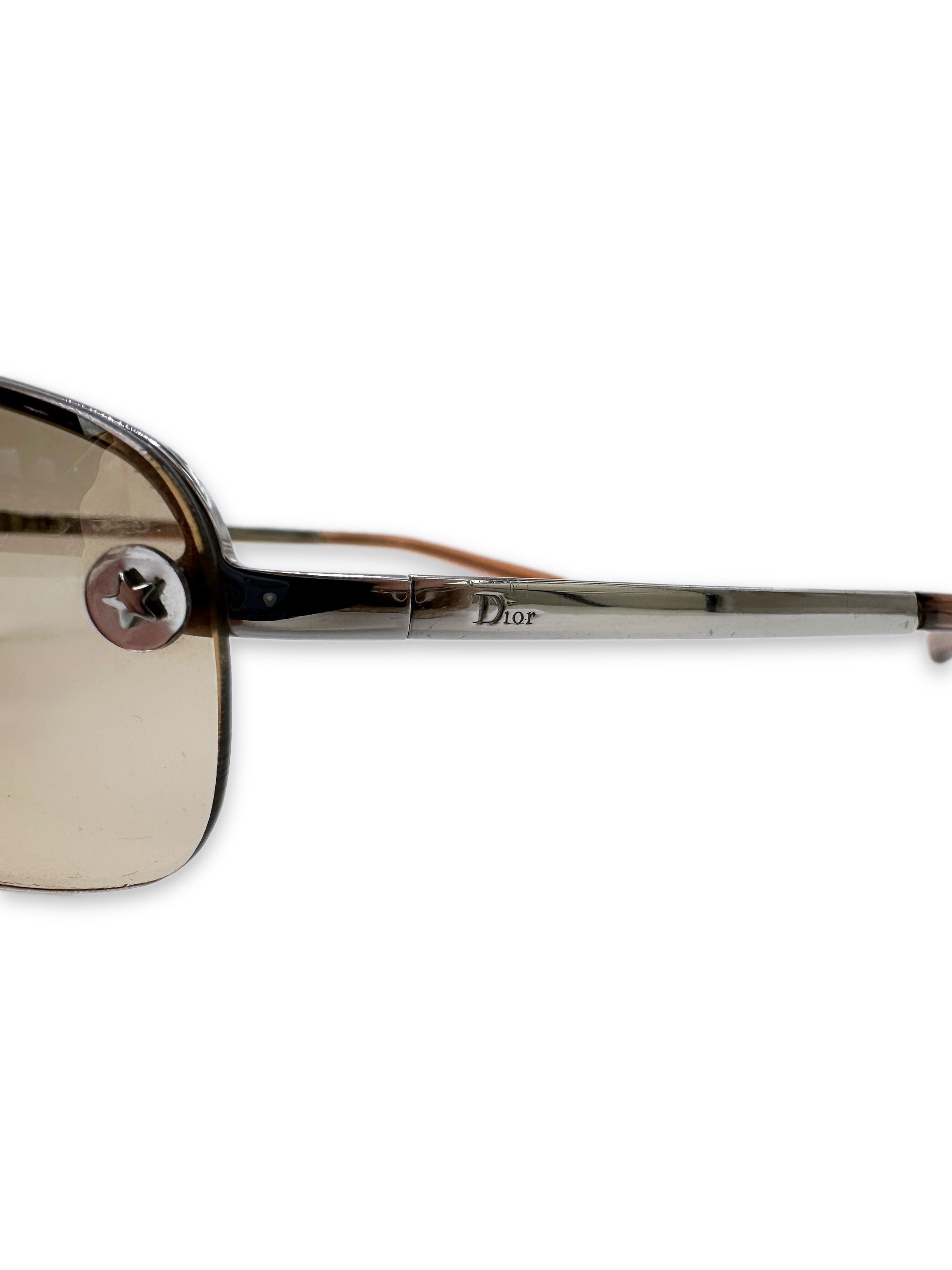 00s Dior Star Motif Warm Tint Rimless Sunglasses