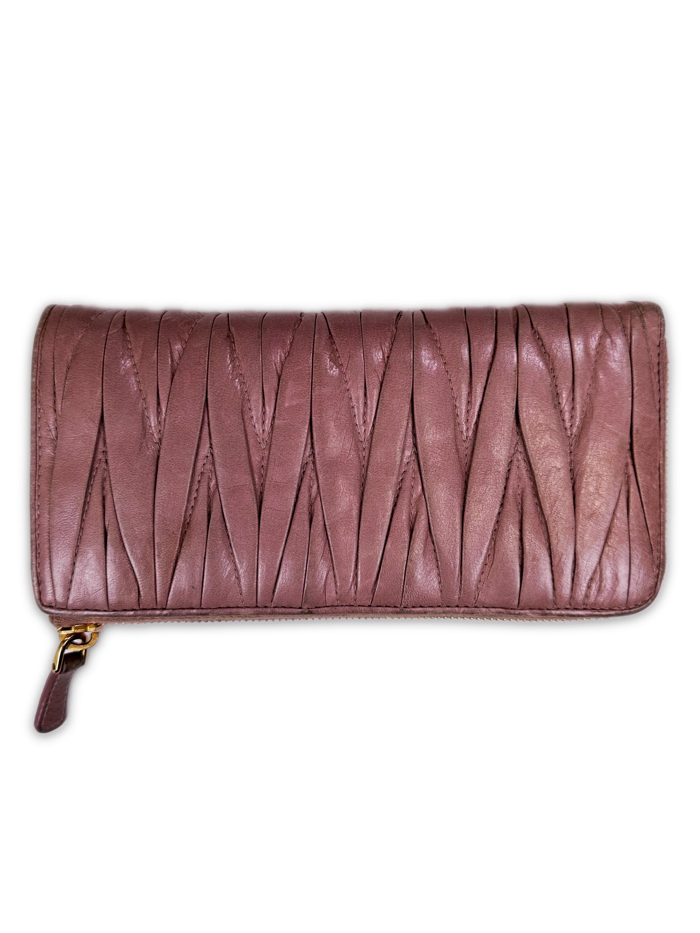 00s Miu Miu Pink Leather Spell Out Logo Long Wallet
