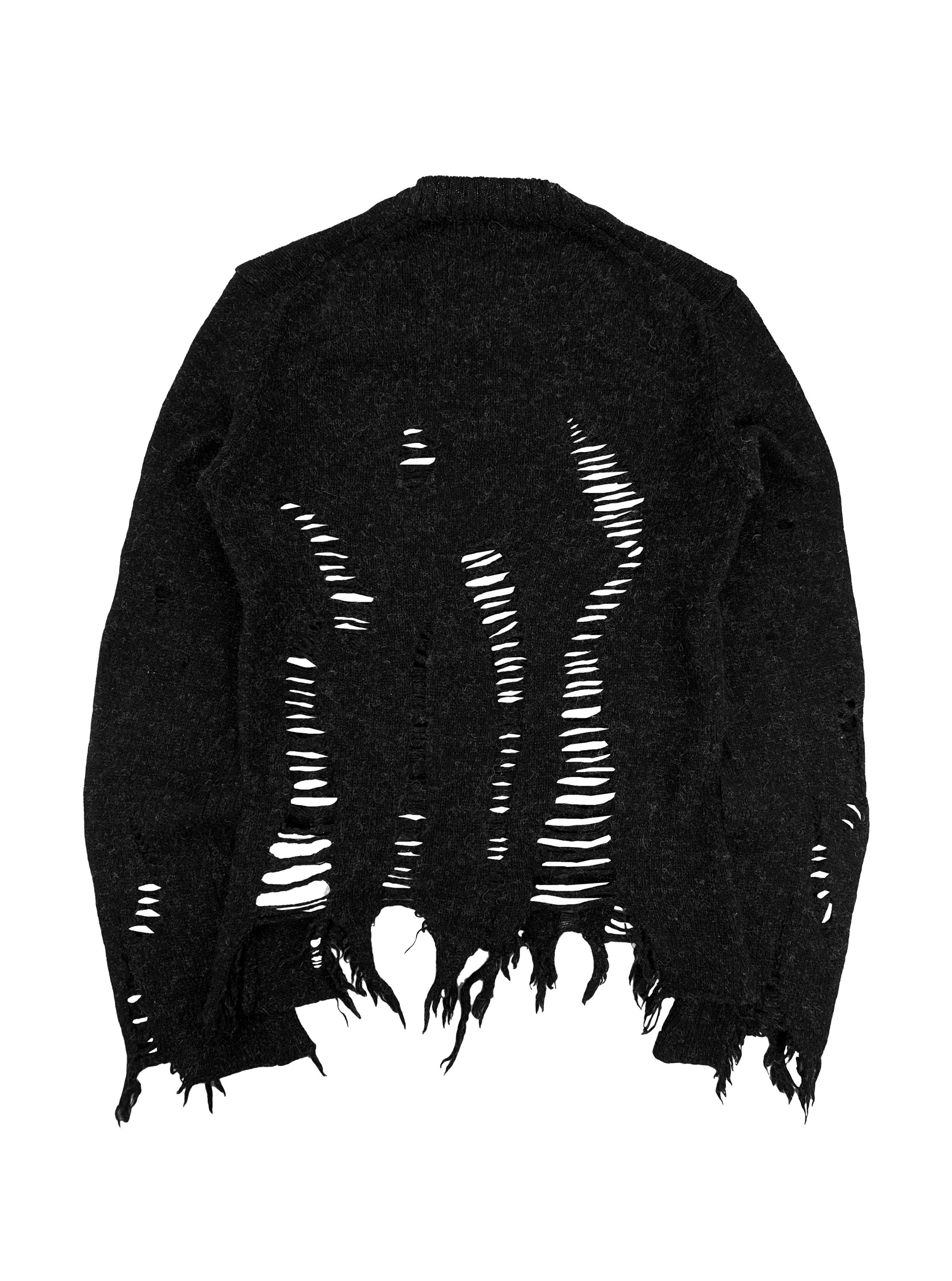 FW03 Junya Watanabe Thrashed Wool Knit Distressed Sweater