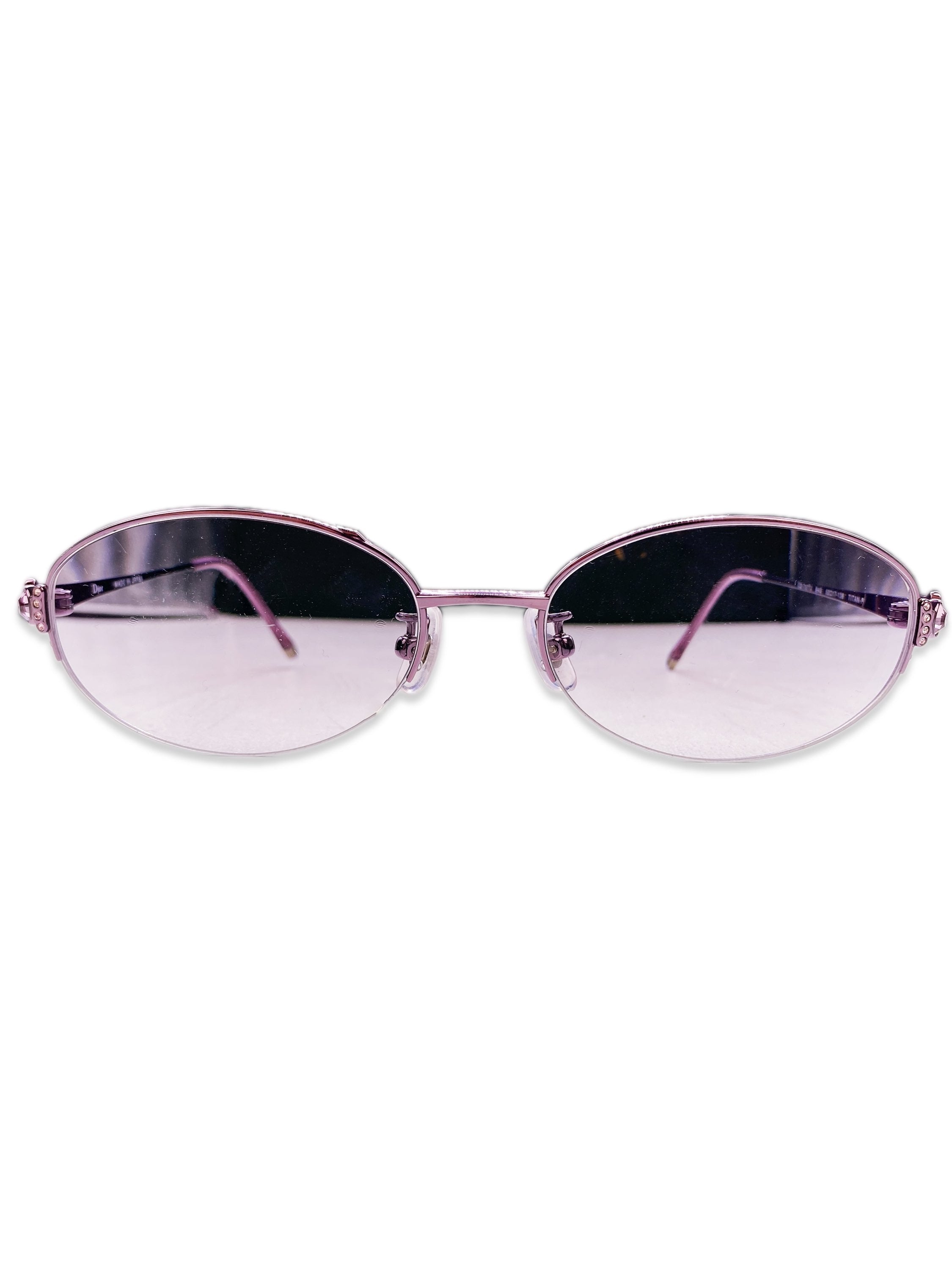 Dior Rose Tint Metallic Oval Frame Glasses