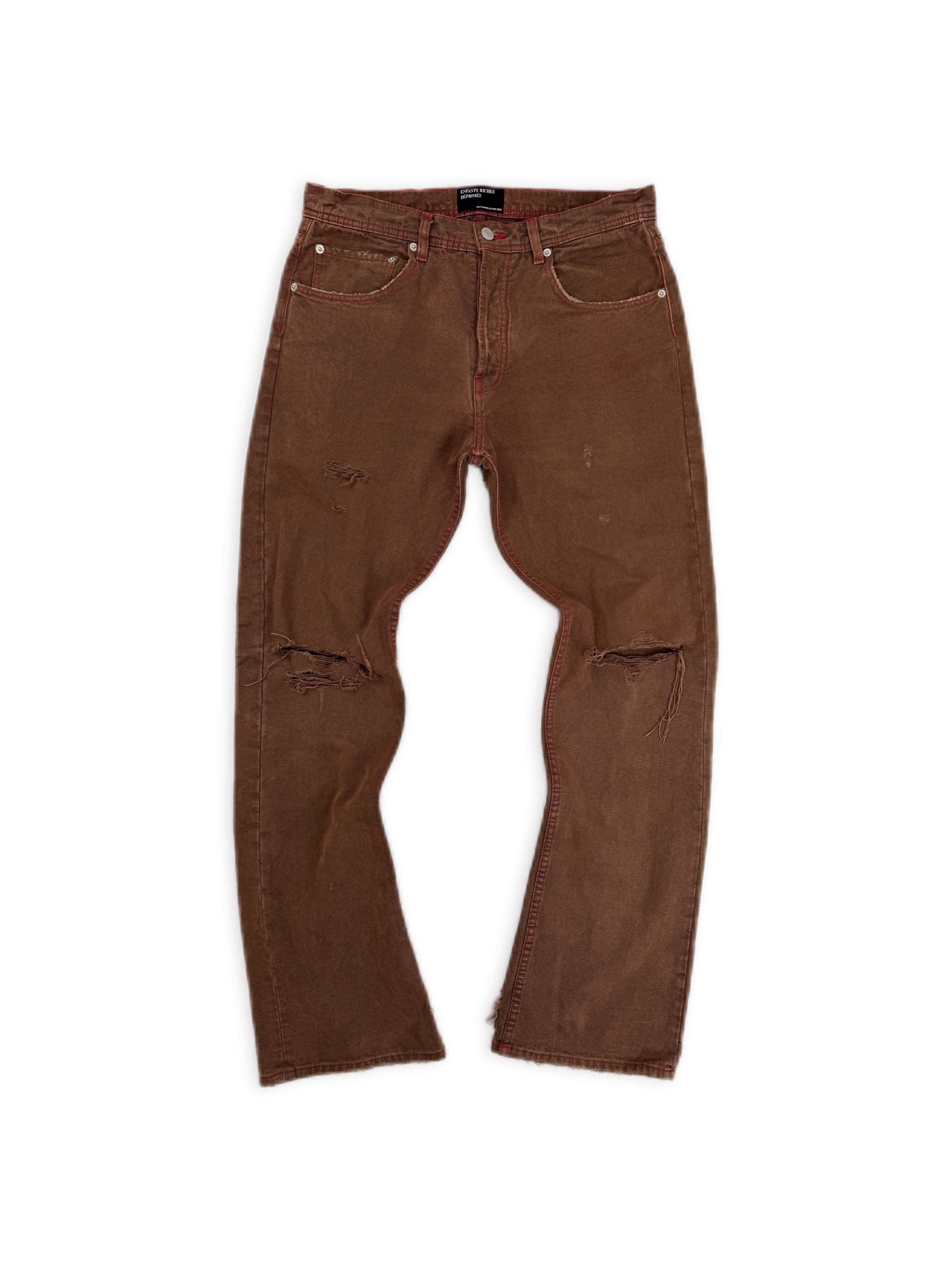 AW23 Enfants Riches Deprimes ‘Psychic Youth’ Contrast Stitch Brown Denim