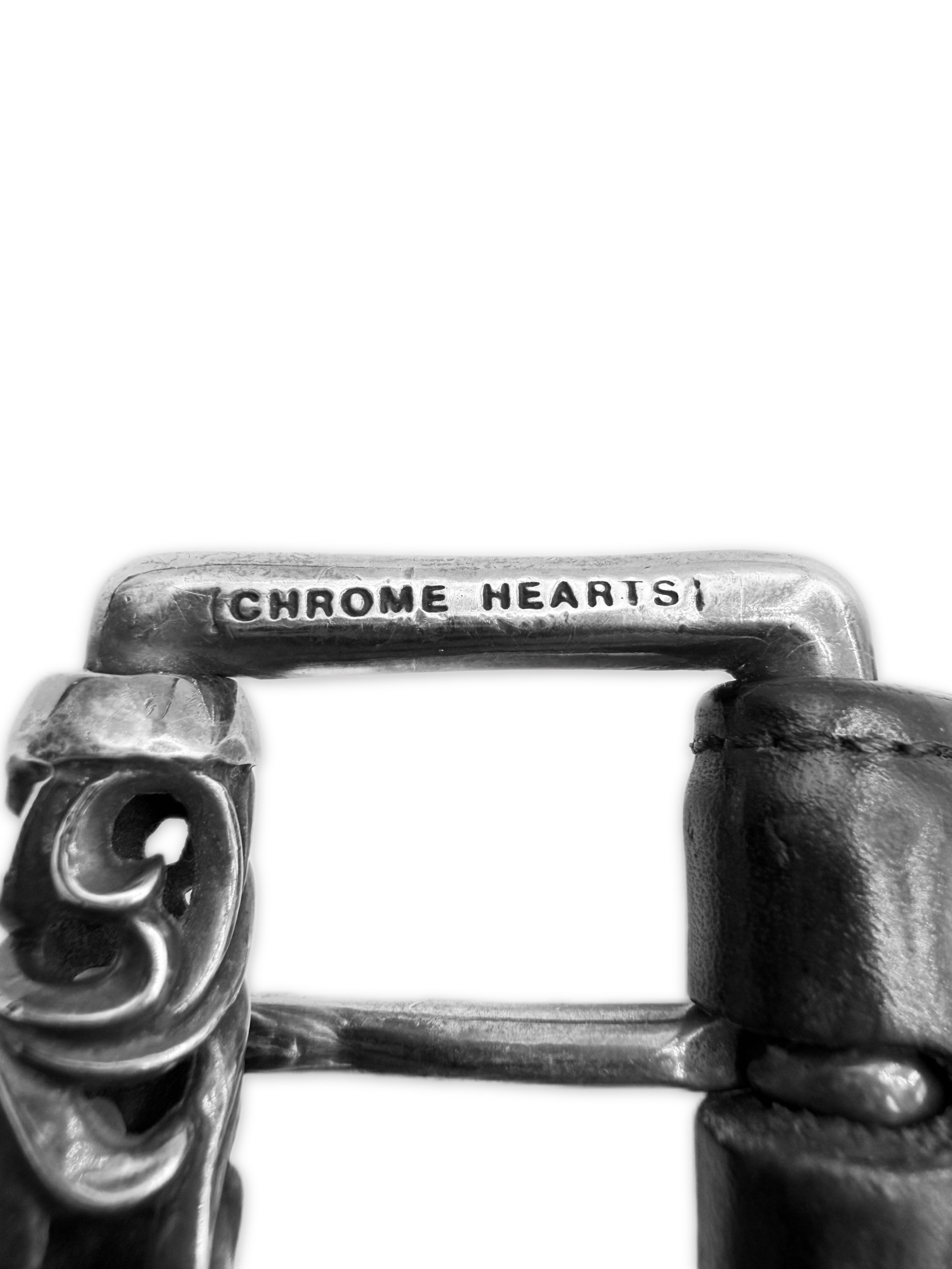 Chrome Hearts Double Roller .925 Silver Black Leather Belt