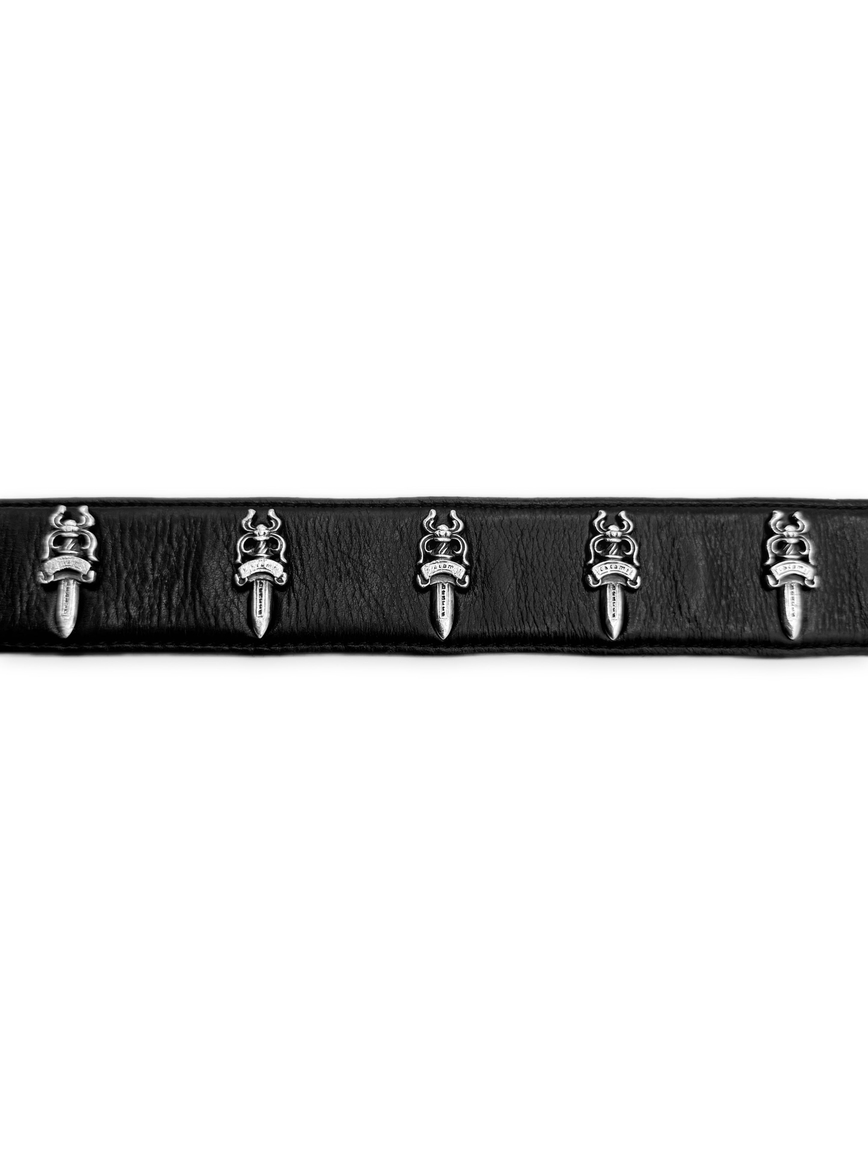 Chrome Hearts Flooded Dagger Monogram .925 Silver Black Leather Strap