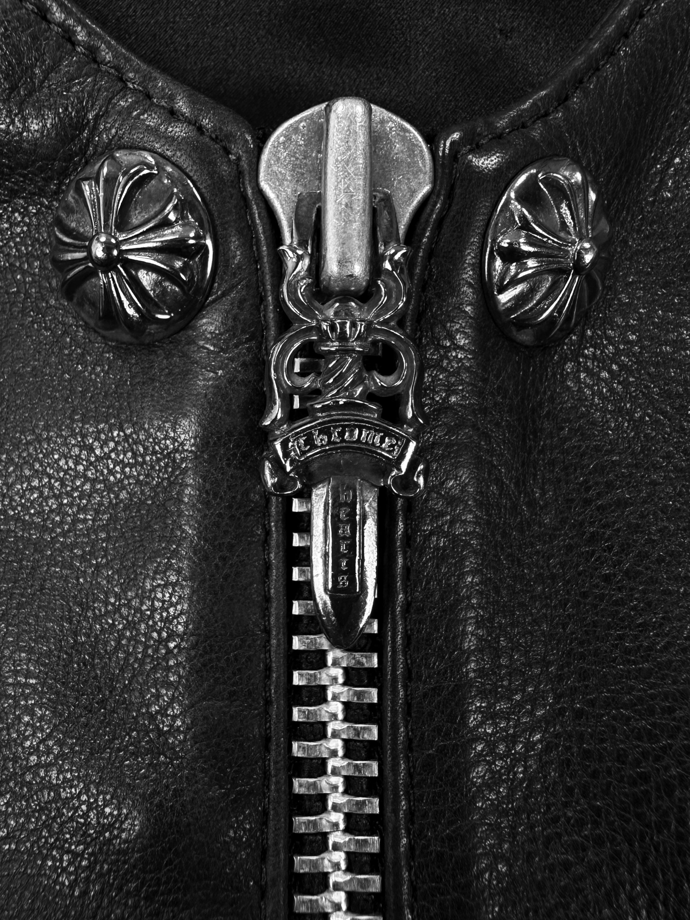 1993 Chrome Hearts Leather ‘Fleur’ .925 Silver Black Vest