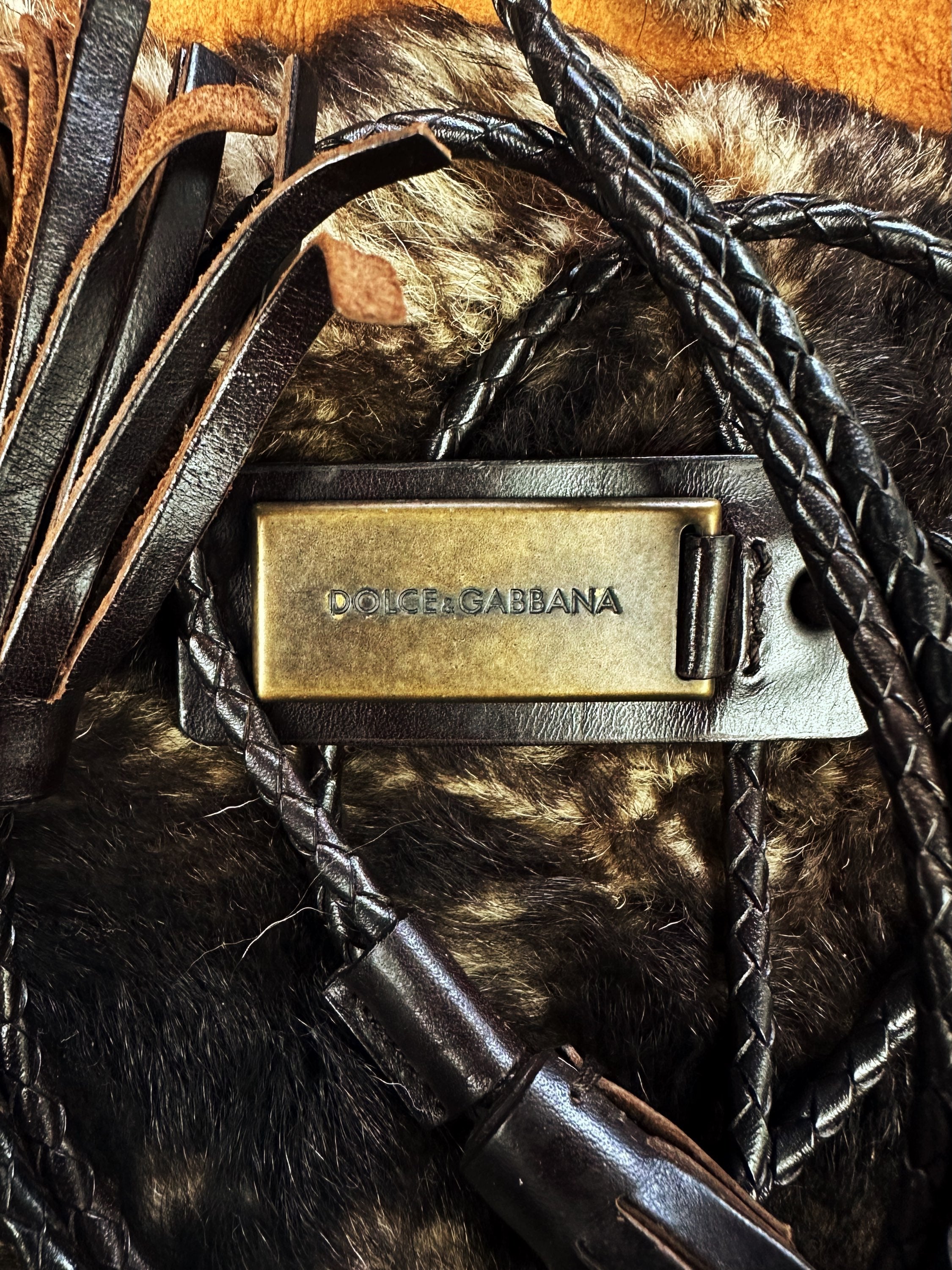 00s Dolce & Gabbana Fur ‘Top Loading’ Sling Shoulder Bag