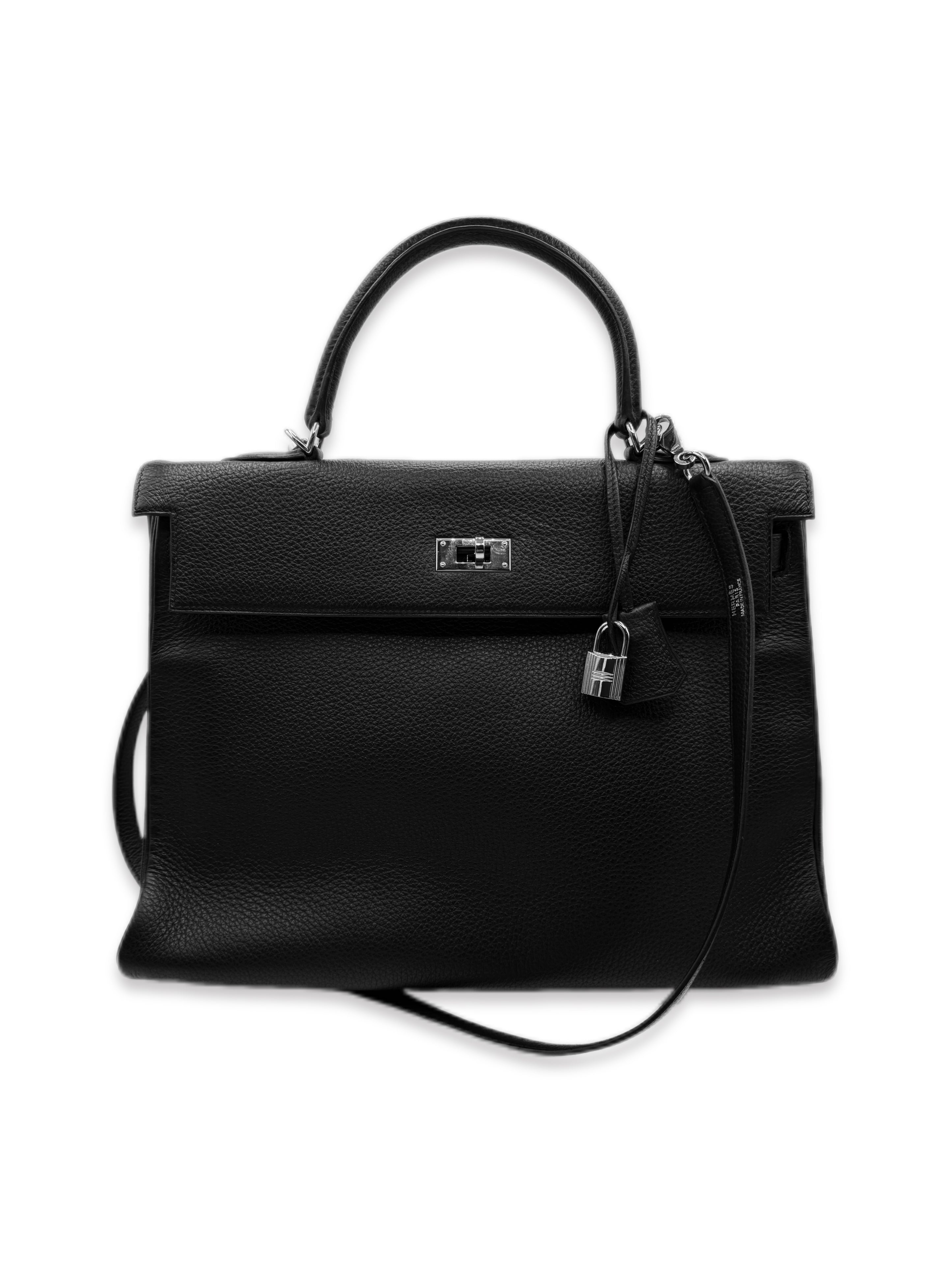 2002 Hermès Kelly 35 Retourne Black Togo Palladium Hand Bag