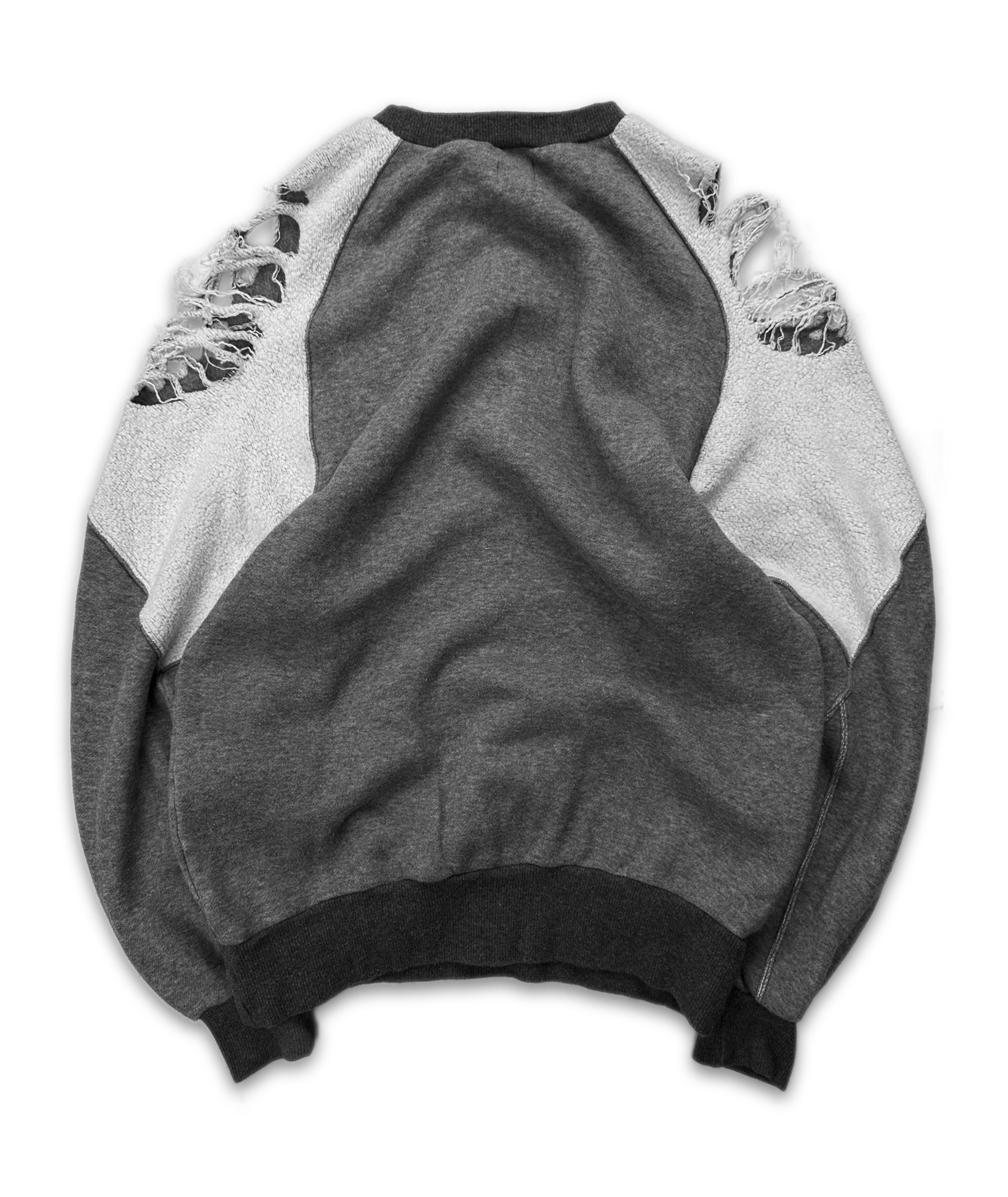 00s Mihara Yasuhiro Distressed Two Tone Fleece Crewneck