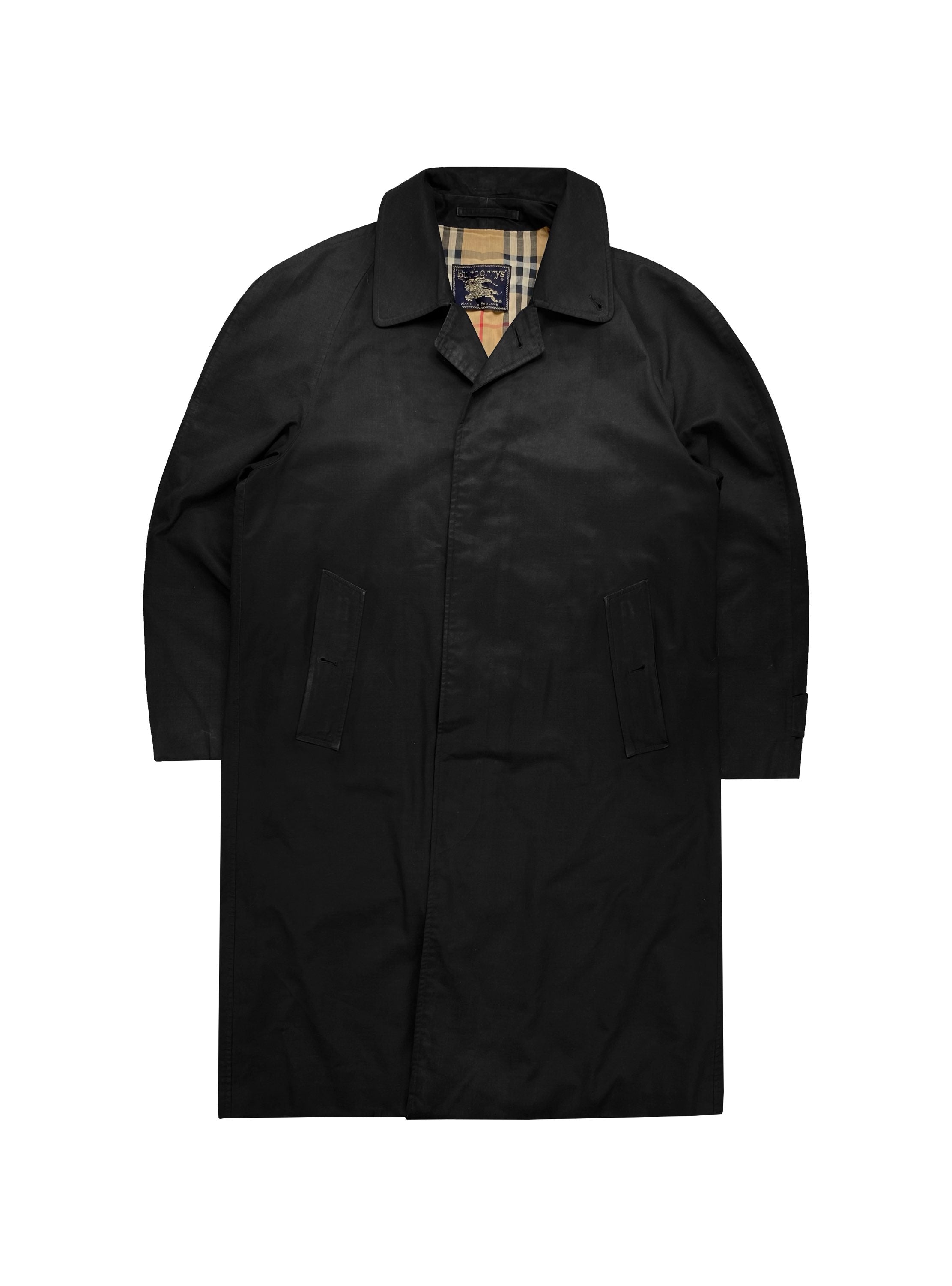 90’s Burberry Nova Check Monogram Welt Pocket Black Trench Coat