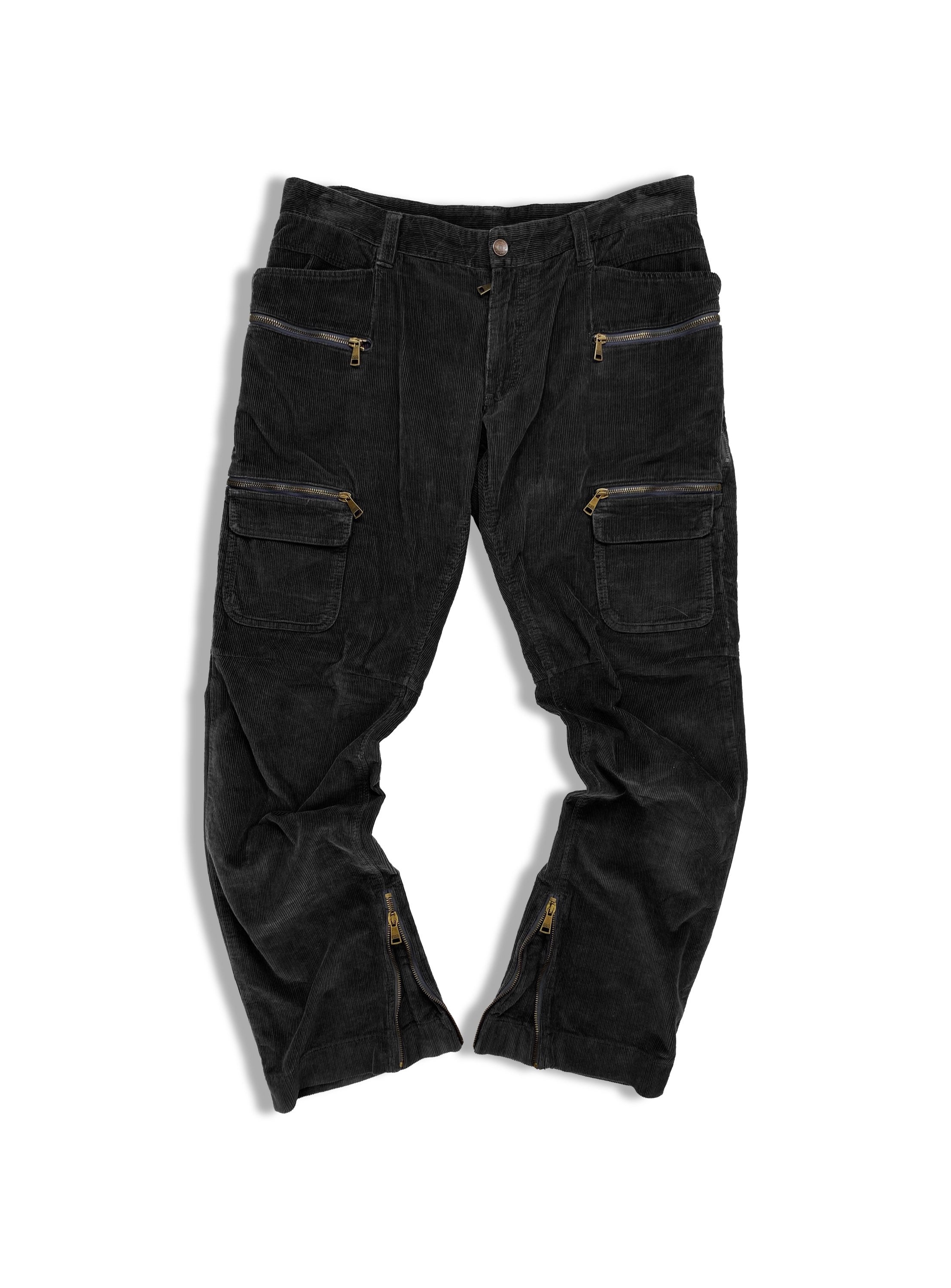 00’s Dolce &amp; Gabbana Multi-Zip Metallic Corduroy Cargo Pocket Pants