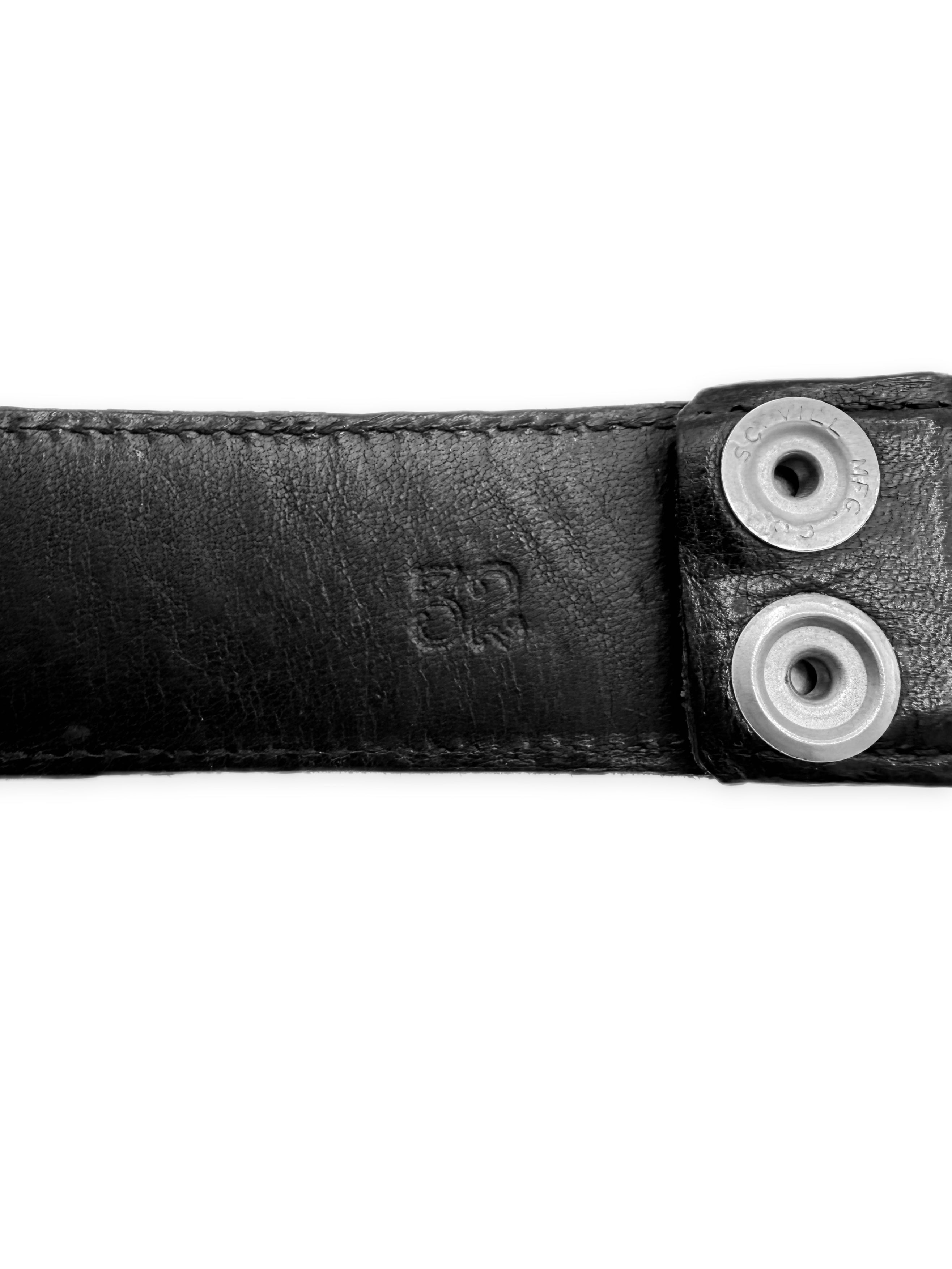 Chrome Hearts Black Leather .925 Silver Belt Strap