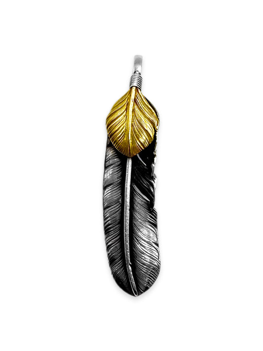 Goros XL Feather 22k Gold / .925 Silver Feather Pendant