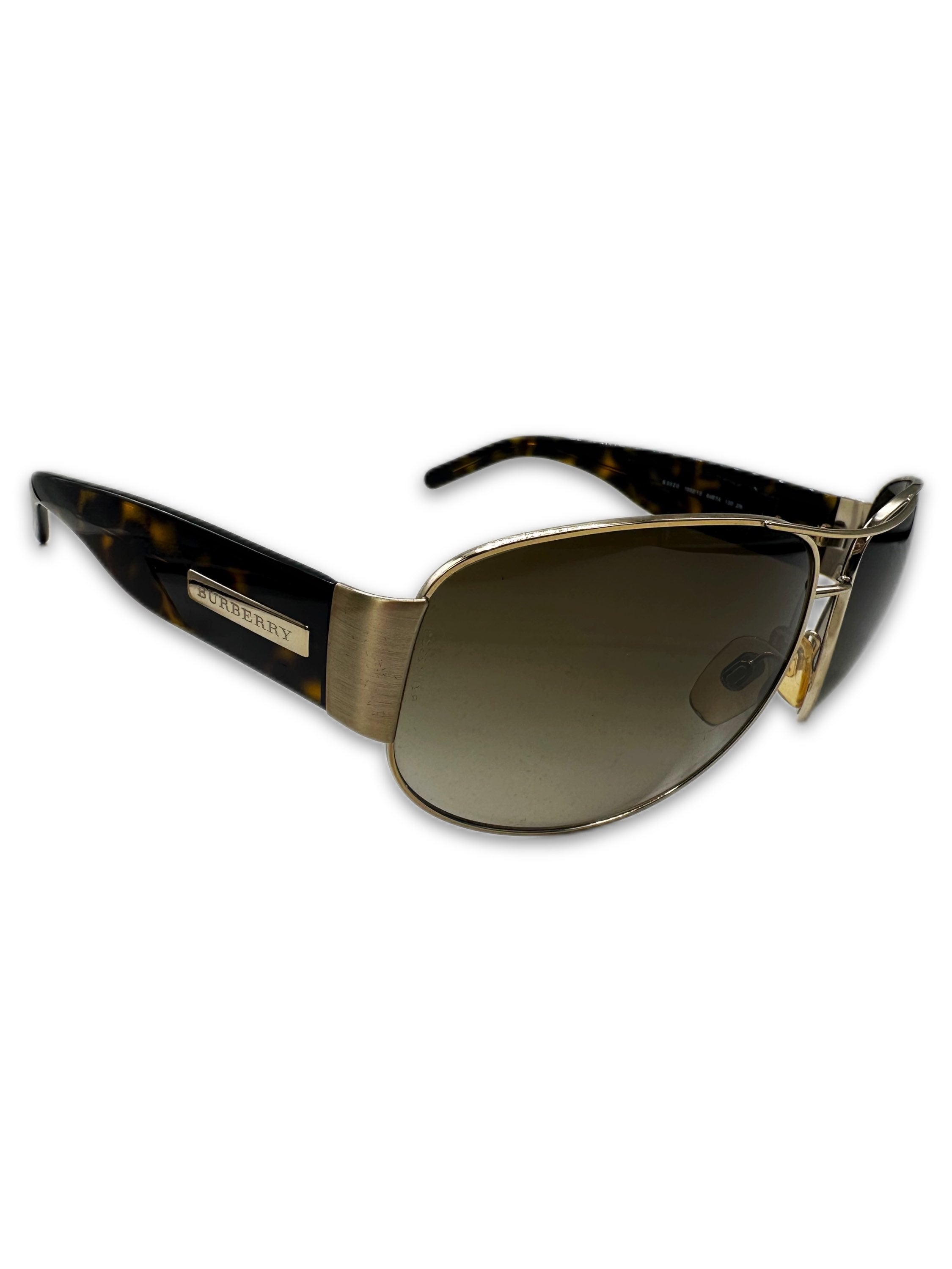 Burberry Warm Tint Metal Logo Aviator Sunglasses