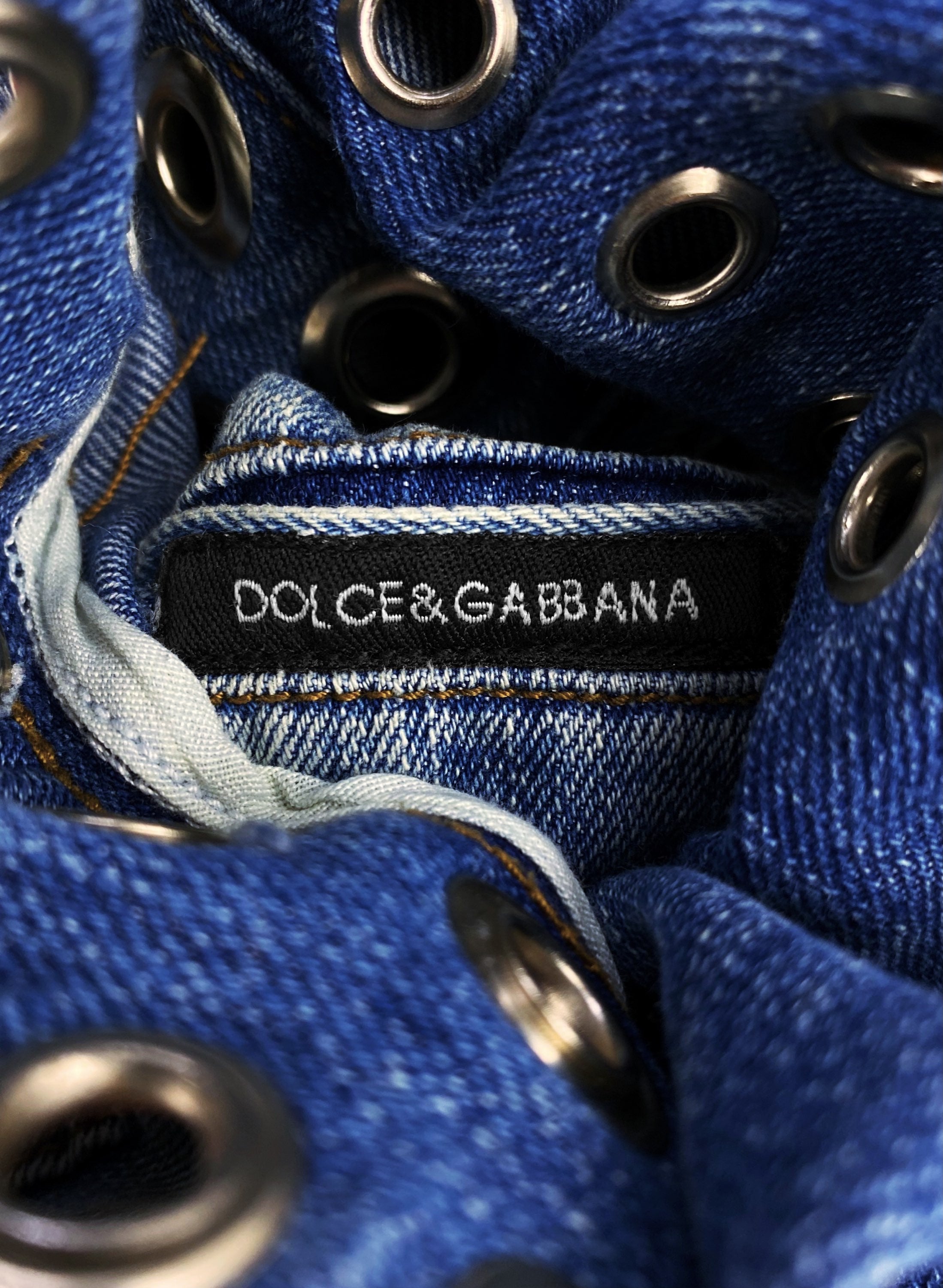 SS06 Dolce &amp; Gabbana ‘Eyelet’ Studded Light Wash Denim