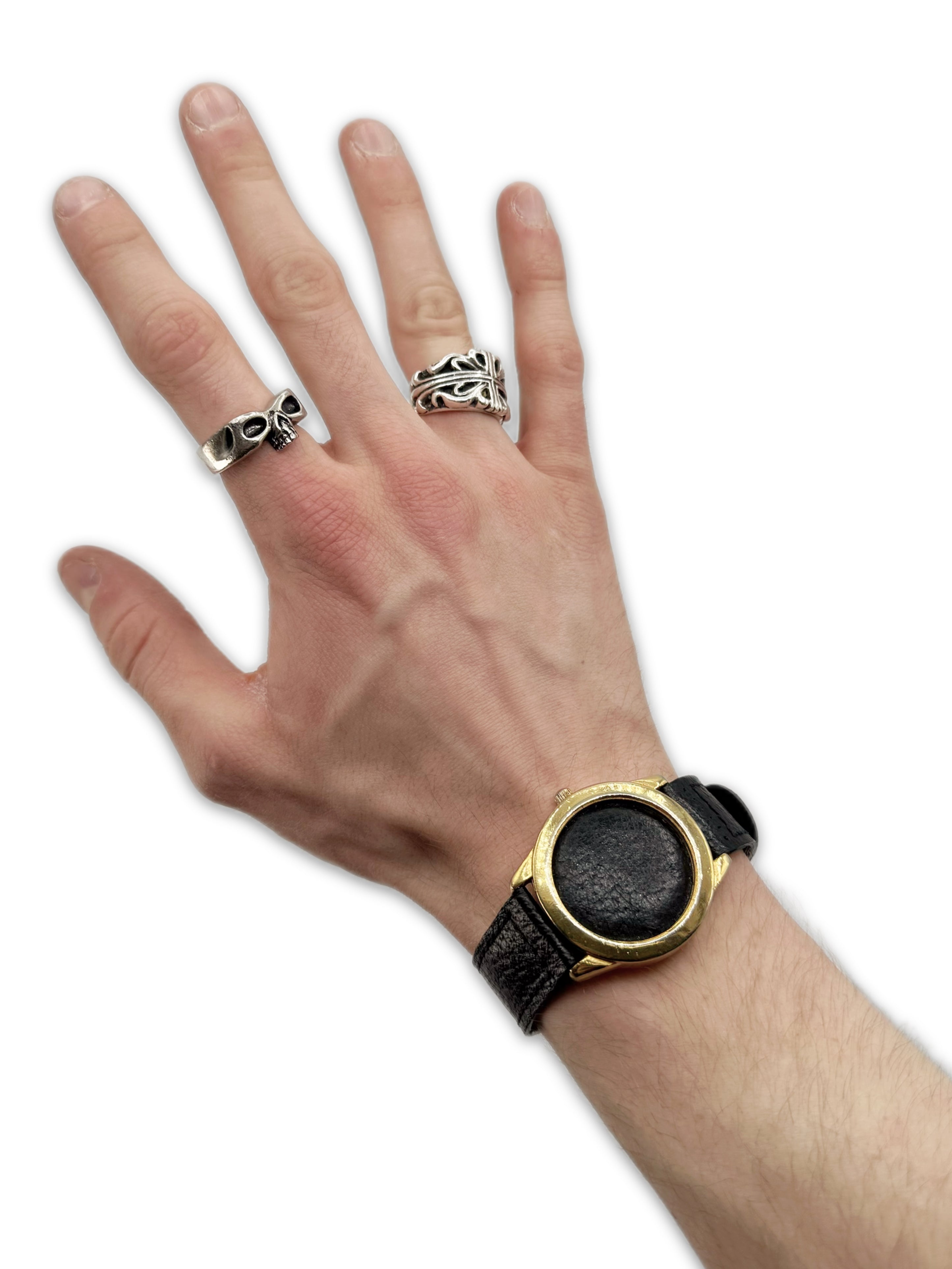Maison Margiela Faceless Gold Leather Watch Bracelet