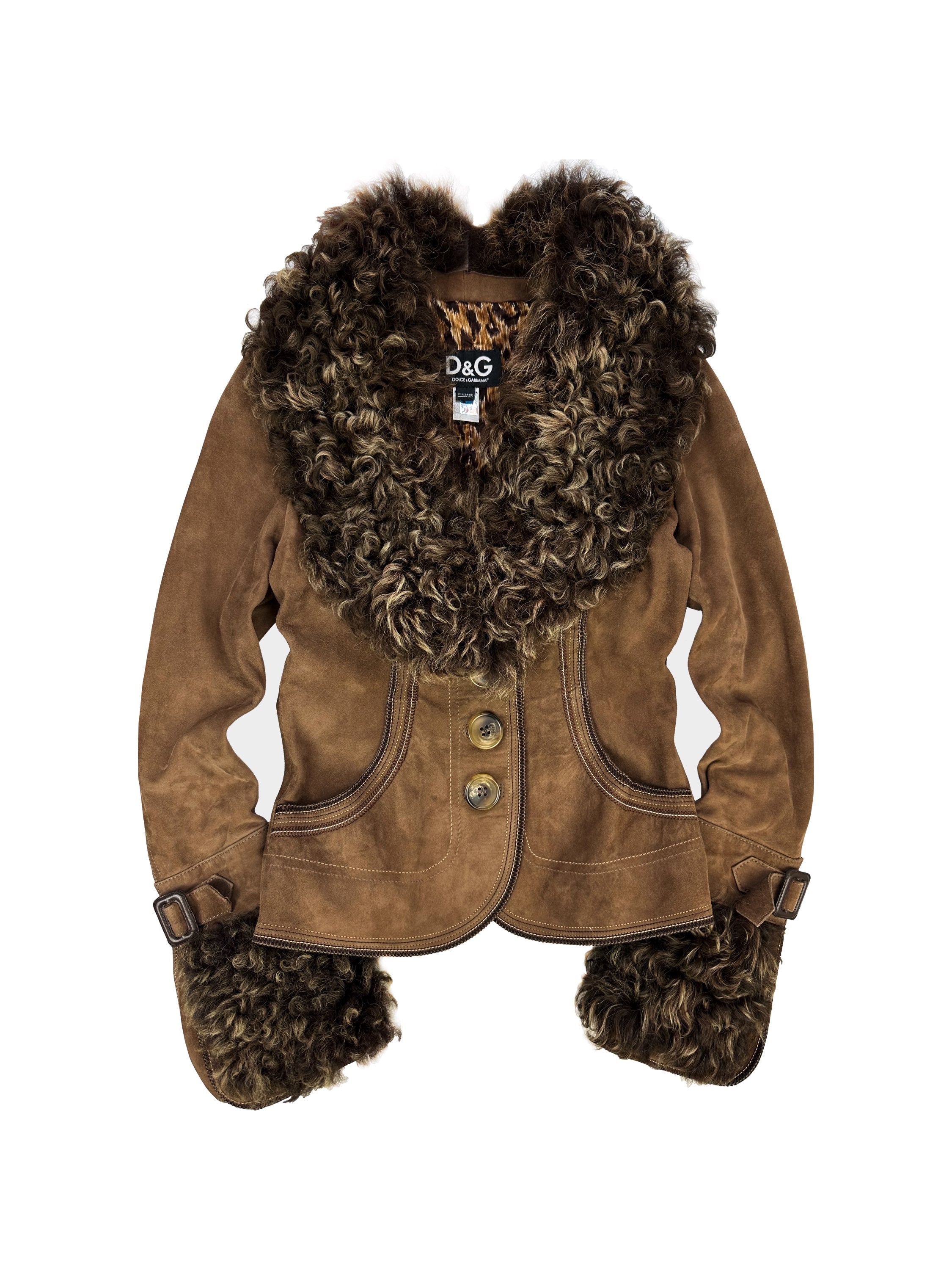 AW07 Dolce & Gabbana ‘Poodle Fur’ Cropped Suede Leather Jacket