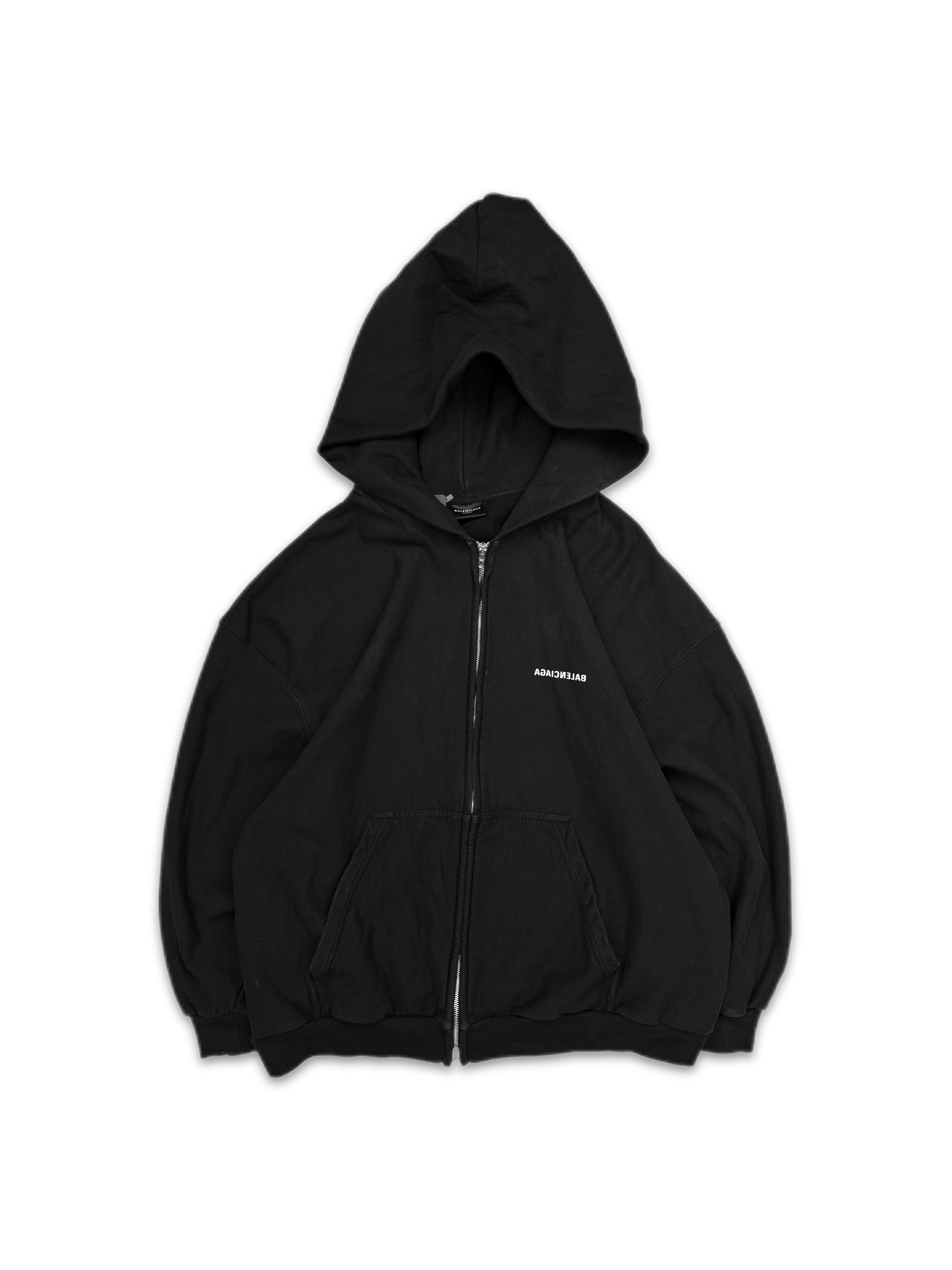 SS23 Balenciaga ‘Mirror’ Mud Show Reverse Logo Zip-up Hoodie