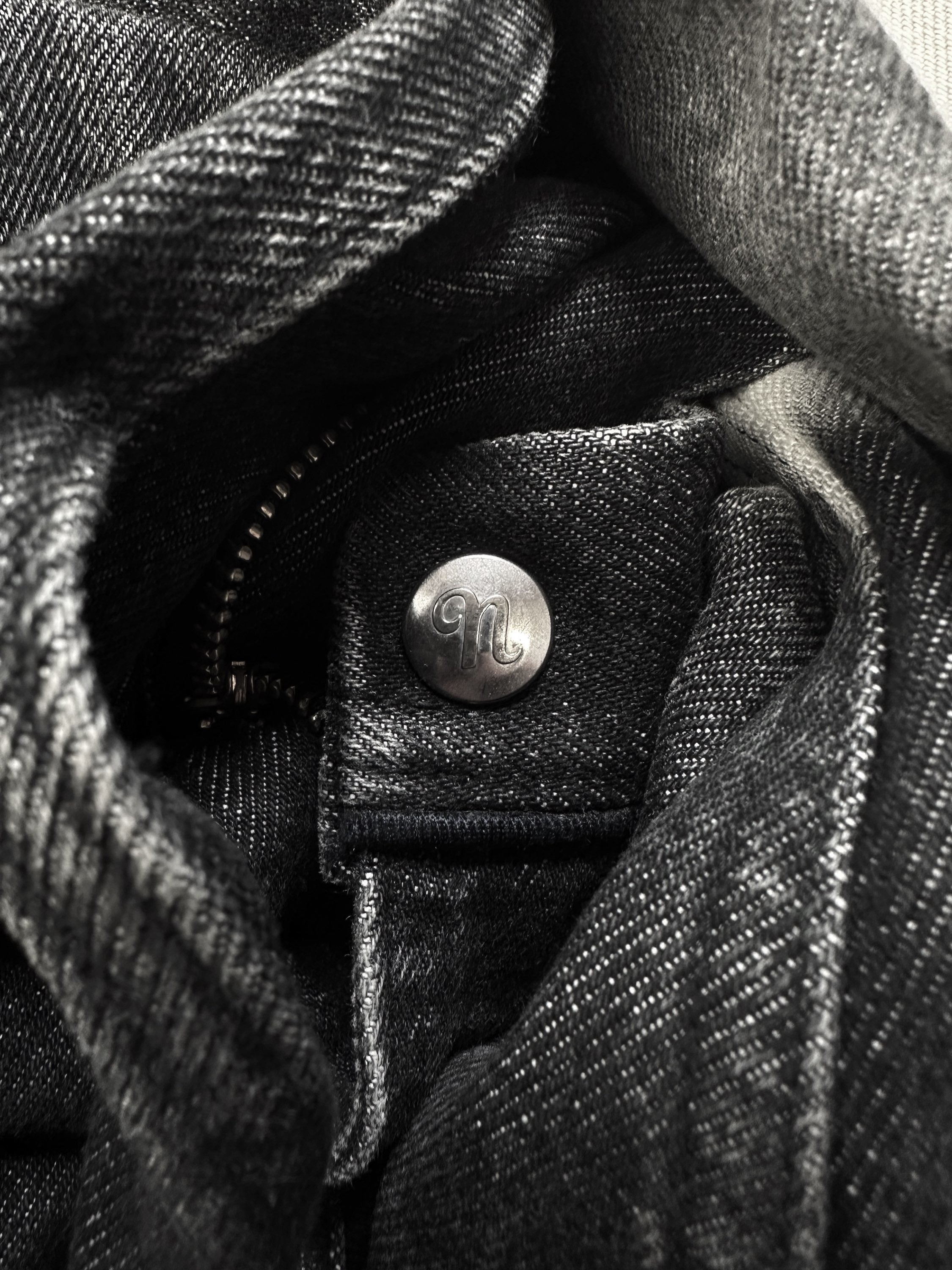 00s Number (N)ine Dip Dye ‘Stamped’ Black Wide Cut Denim