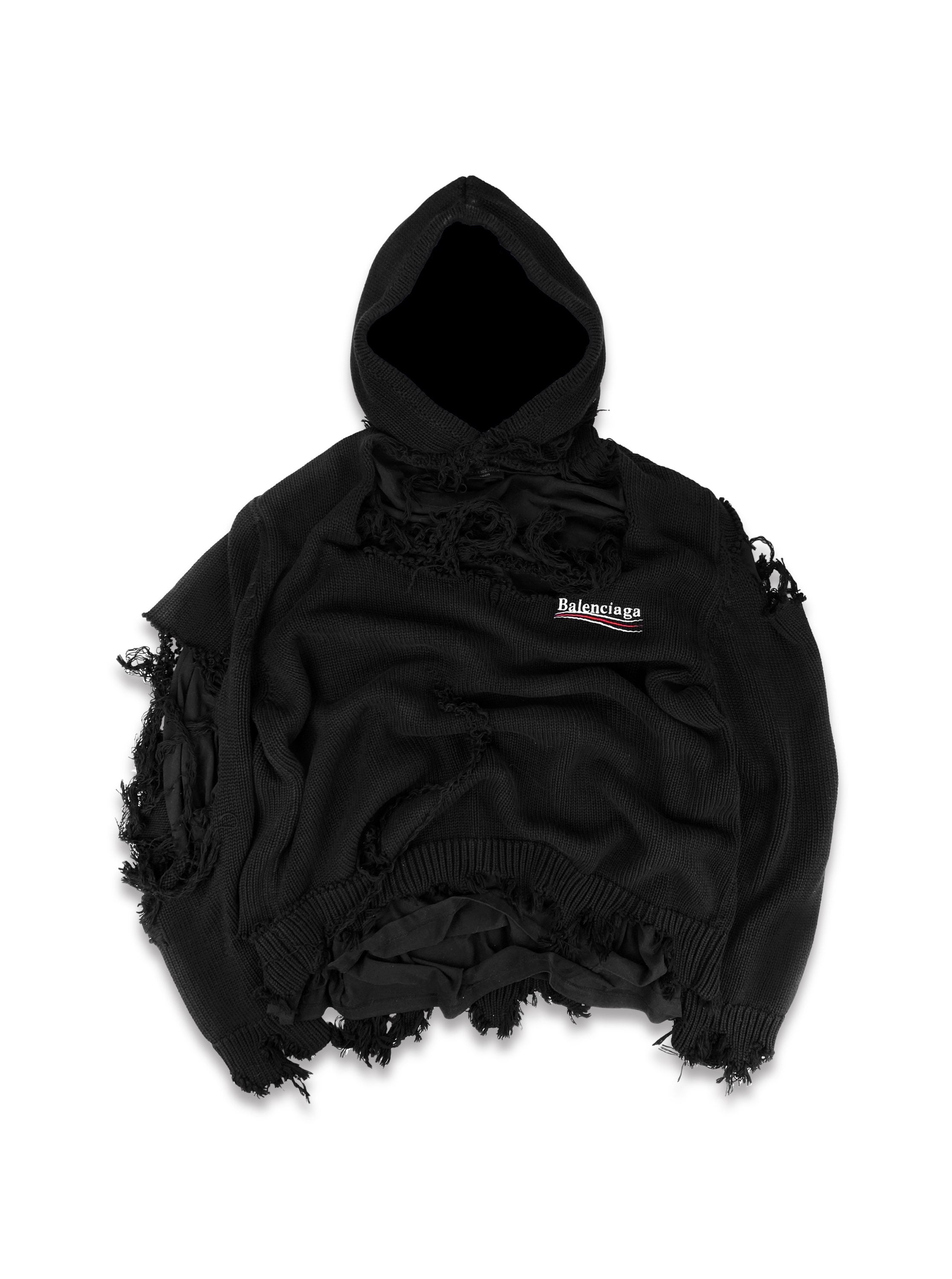 SS21 Balenciaga Thrashed ‘Bernie Sanders’ Double Layered Hoodie