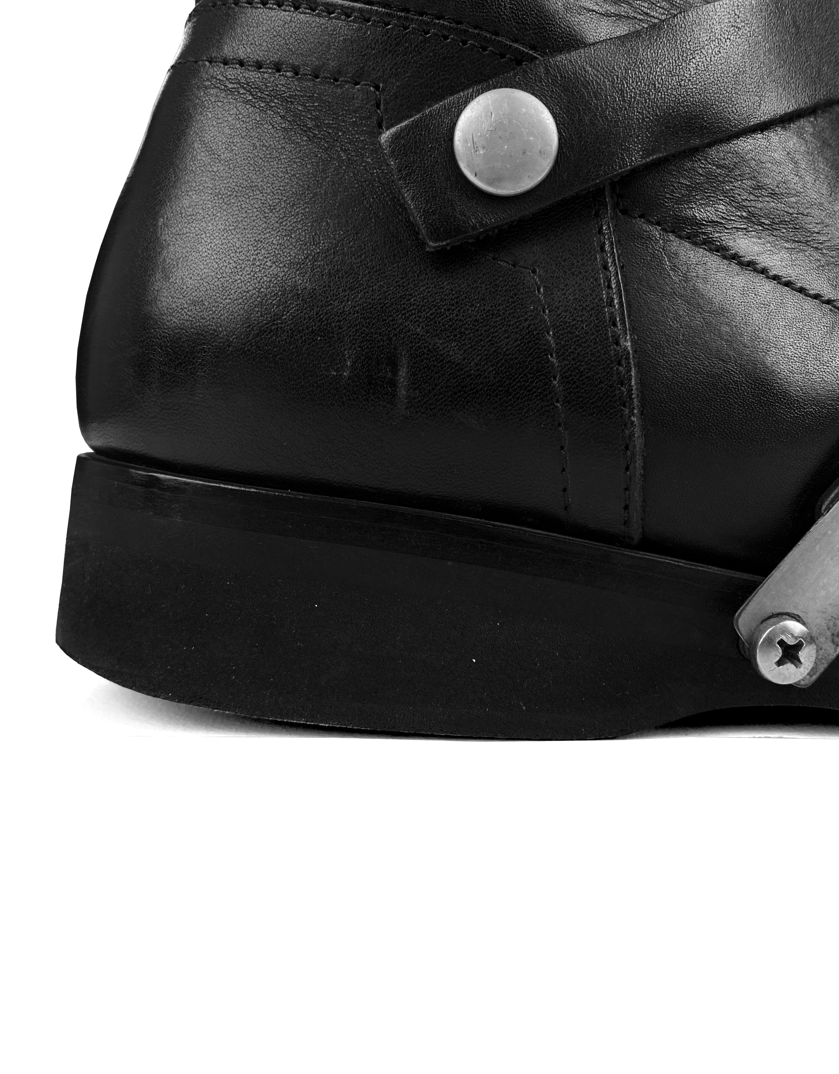 AW97 Dirk Bikkembergs Black Leather Strapped Combat Boots