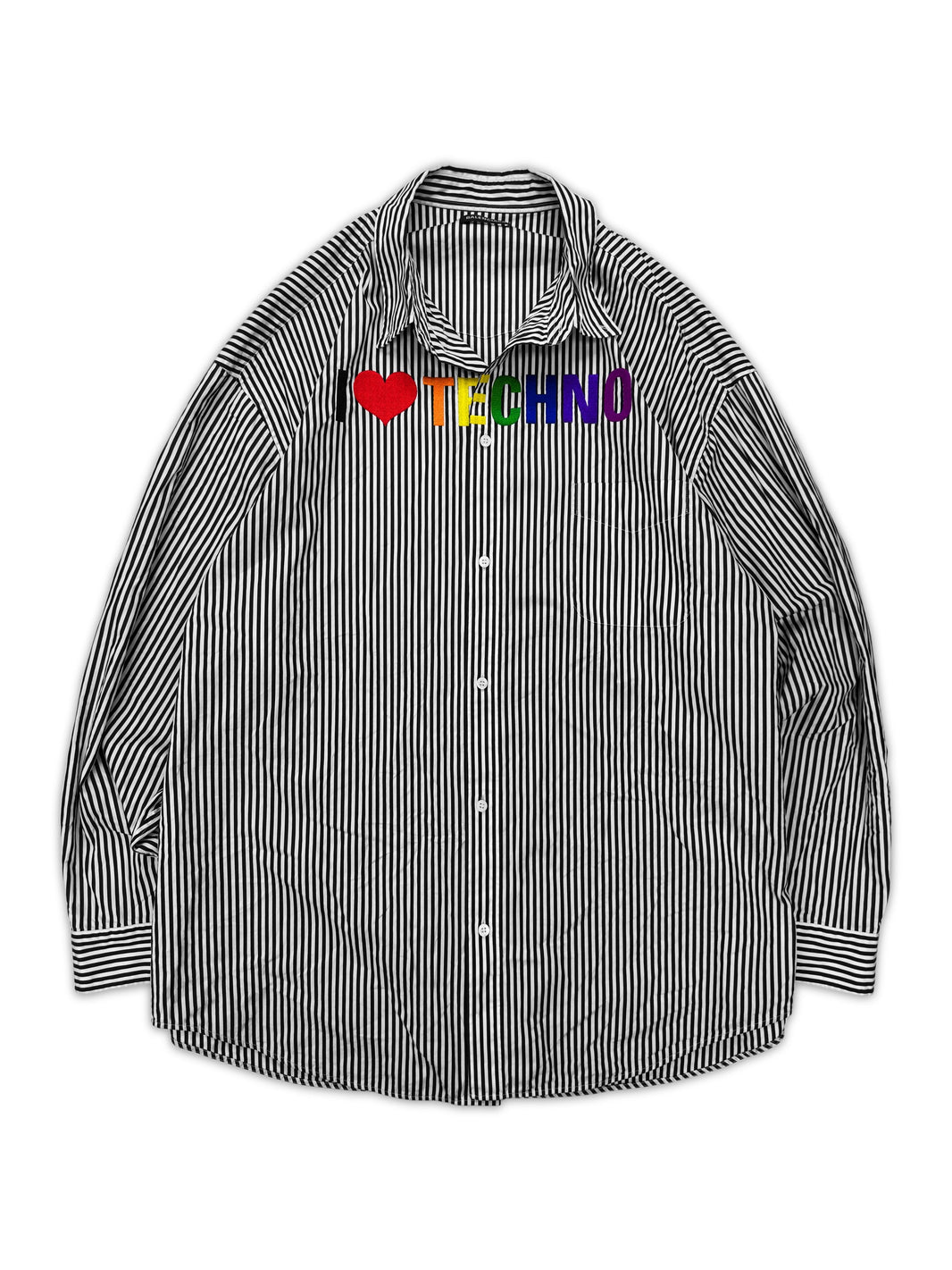 AW18 Balenciaga ‘I Love Techno’ Oversized Pinstripe Long Sleeve