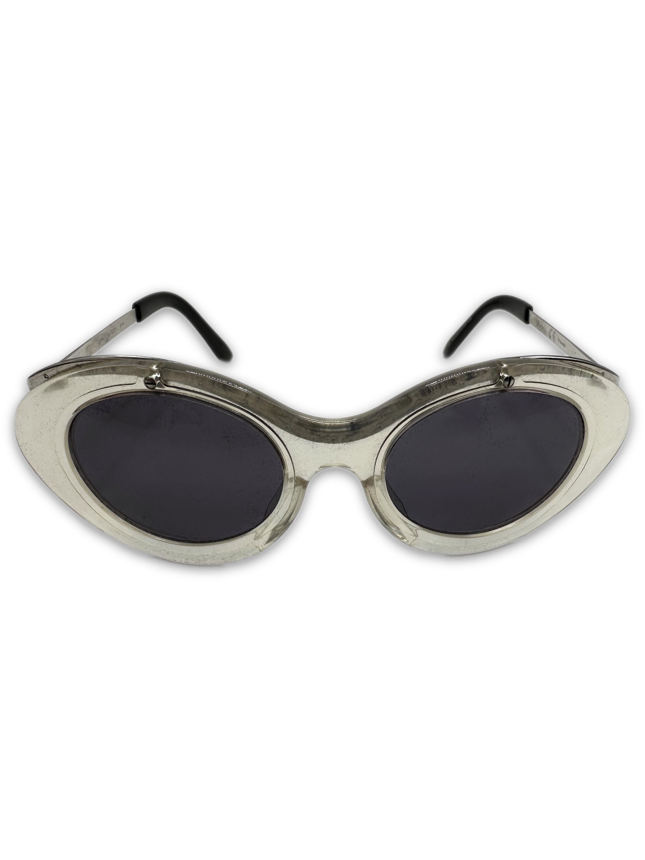 90s Jean Paul Gaultier ‘Steampunk’ Oval Frame Metallic Sunglasses