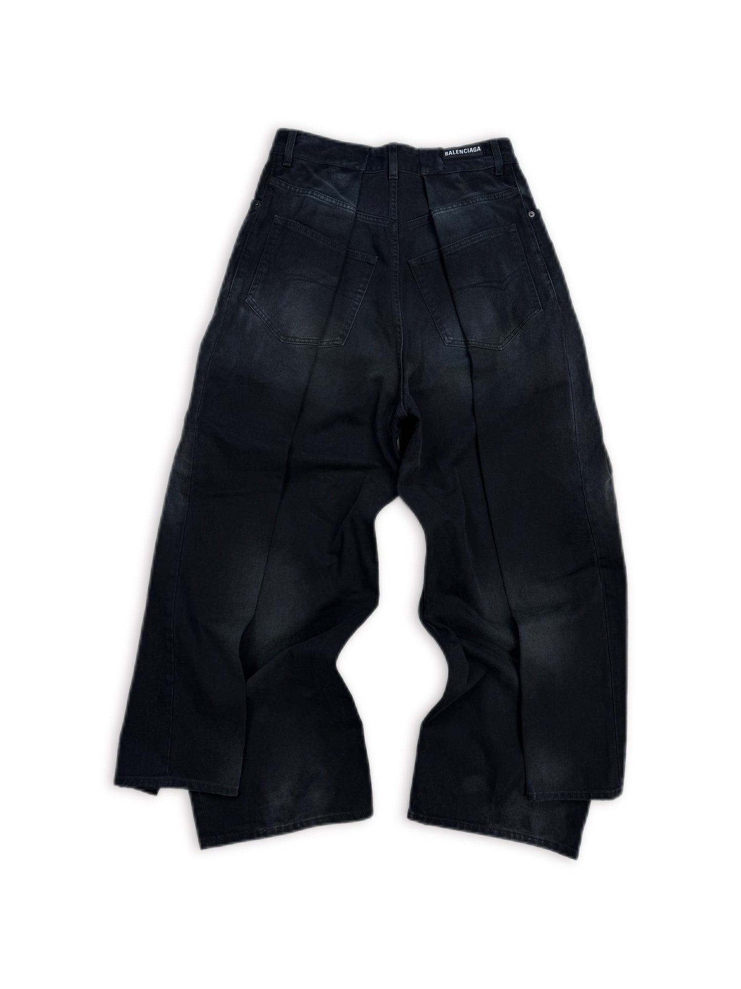 AW23 Balenciaga Double Layered Navy Blue Wide Cut Denim