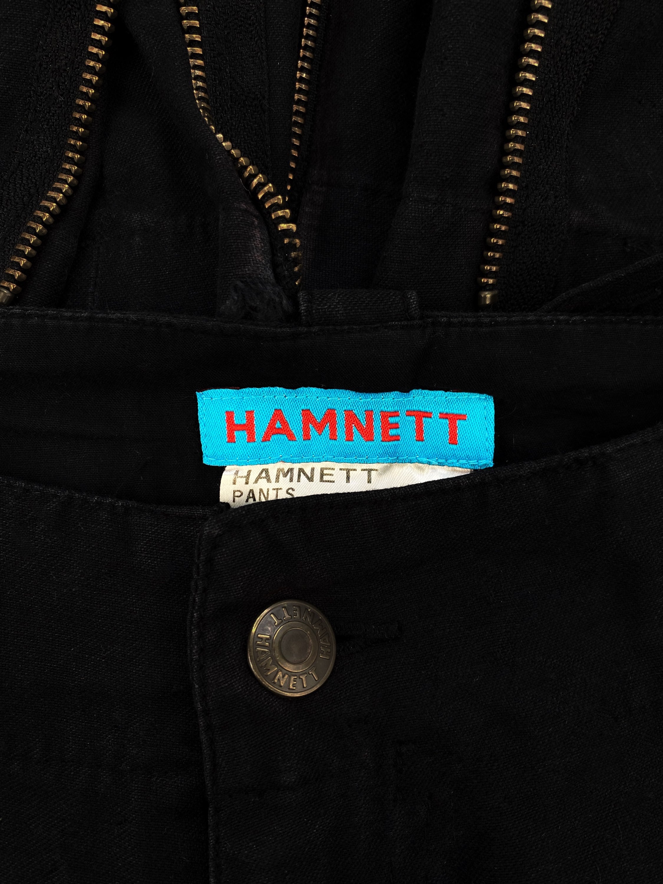 90’s Katharine Hammett Black Flared Metallic Cargo Pants