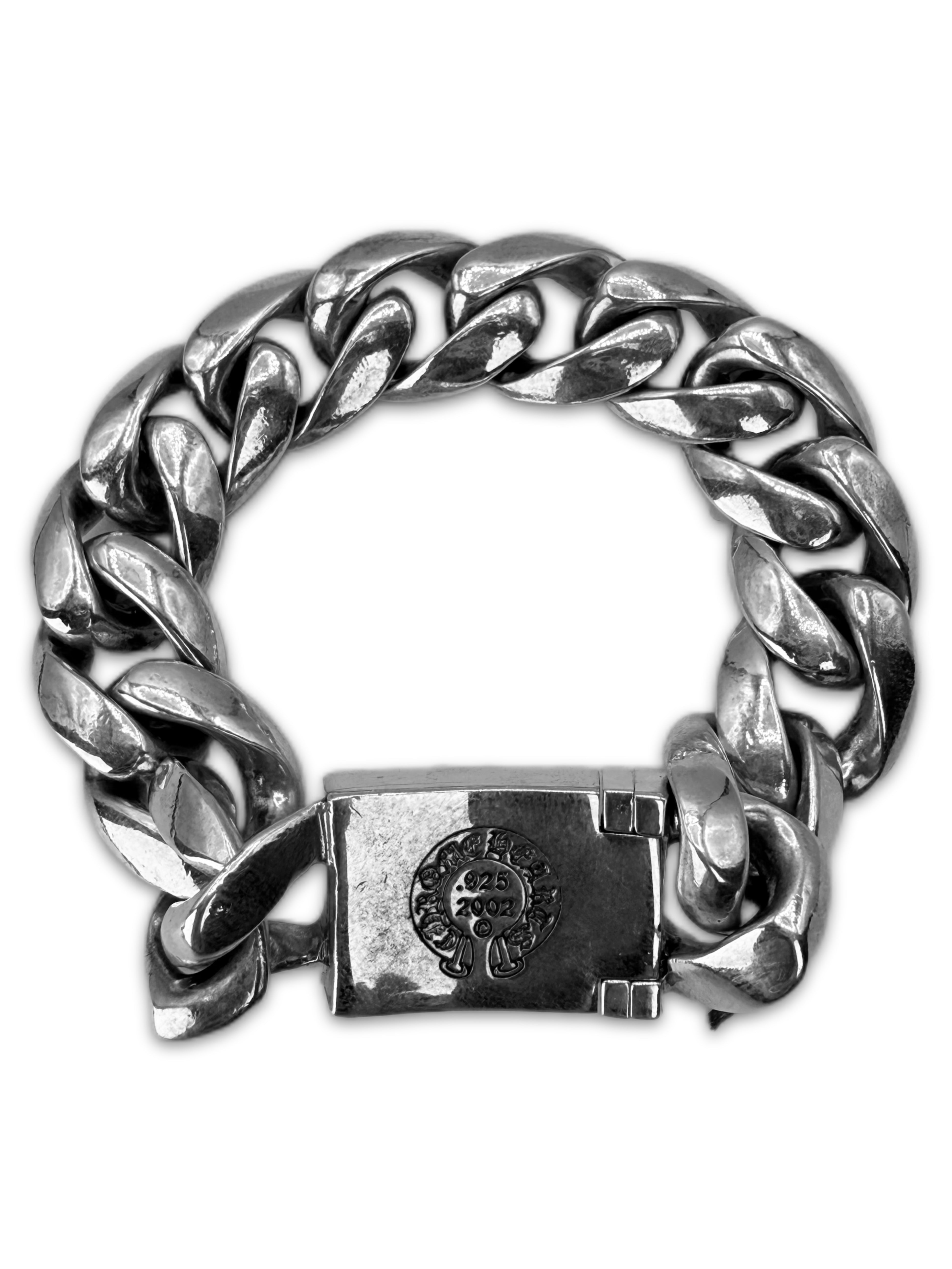 Chrome Hearts Plus Cross Box ID Cuban Link Silver Bracelet