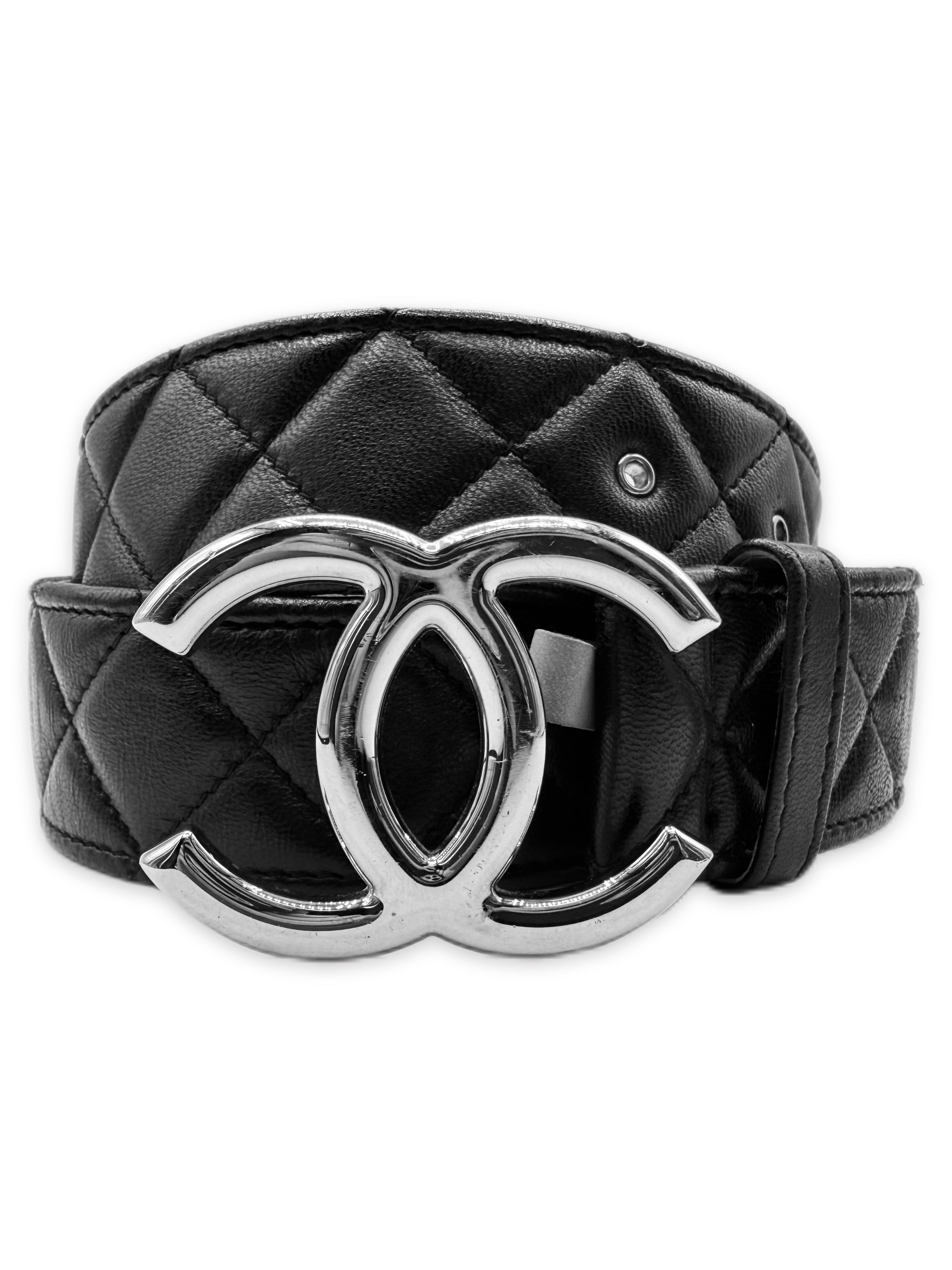 Chanel Double CC Black Quilted Lambskin Leather Caviar Belt