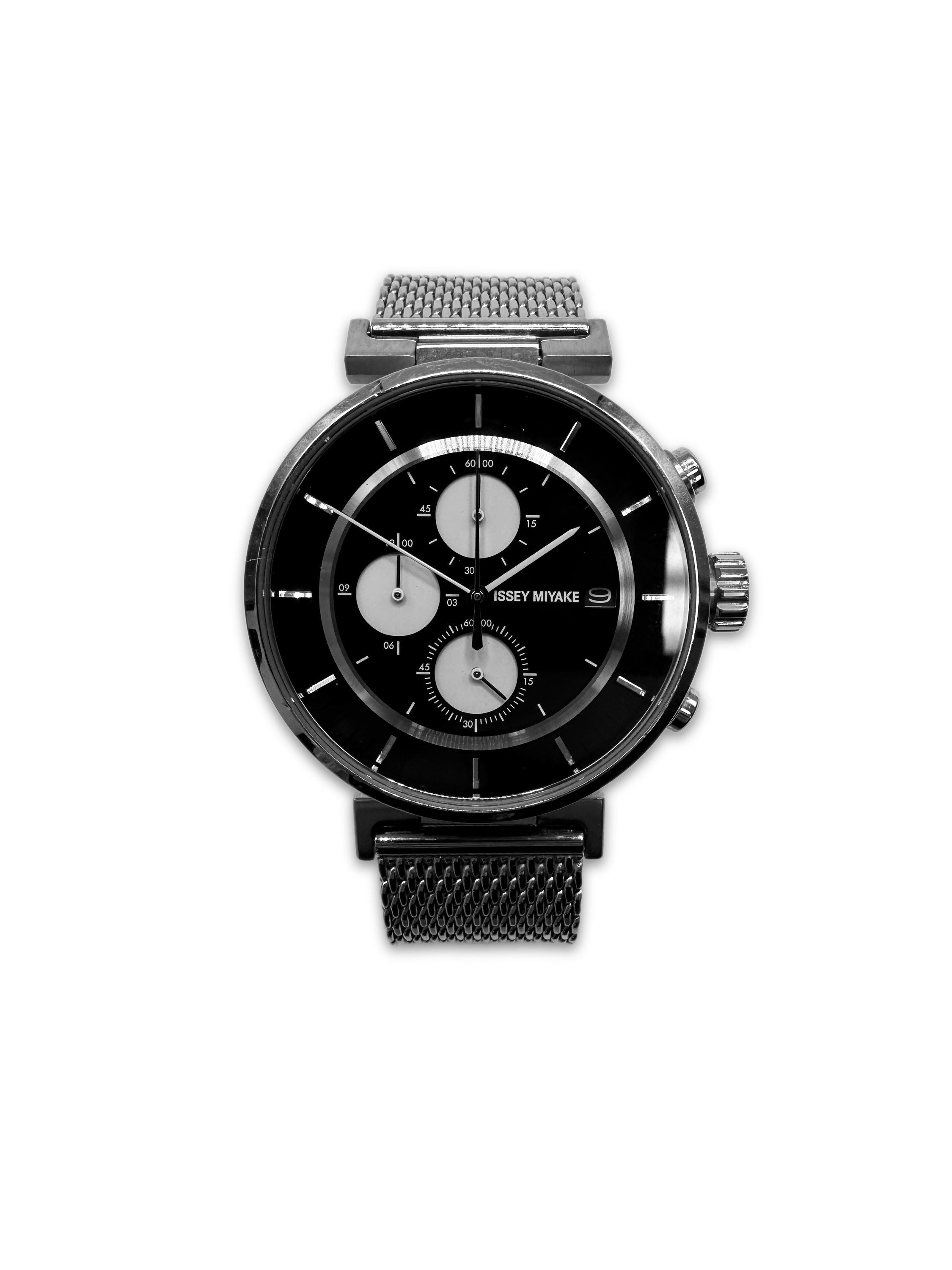 00s Issey Miyake by Satoshi Wada Triple Chronograph Silver Watch