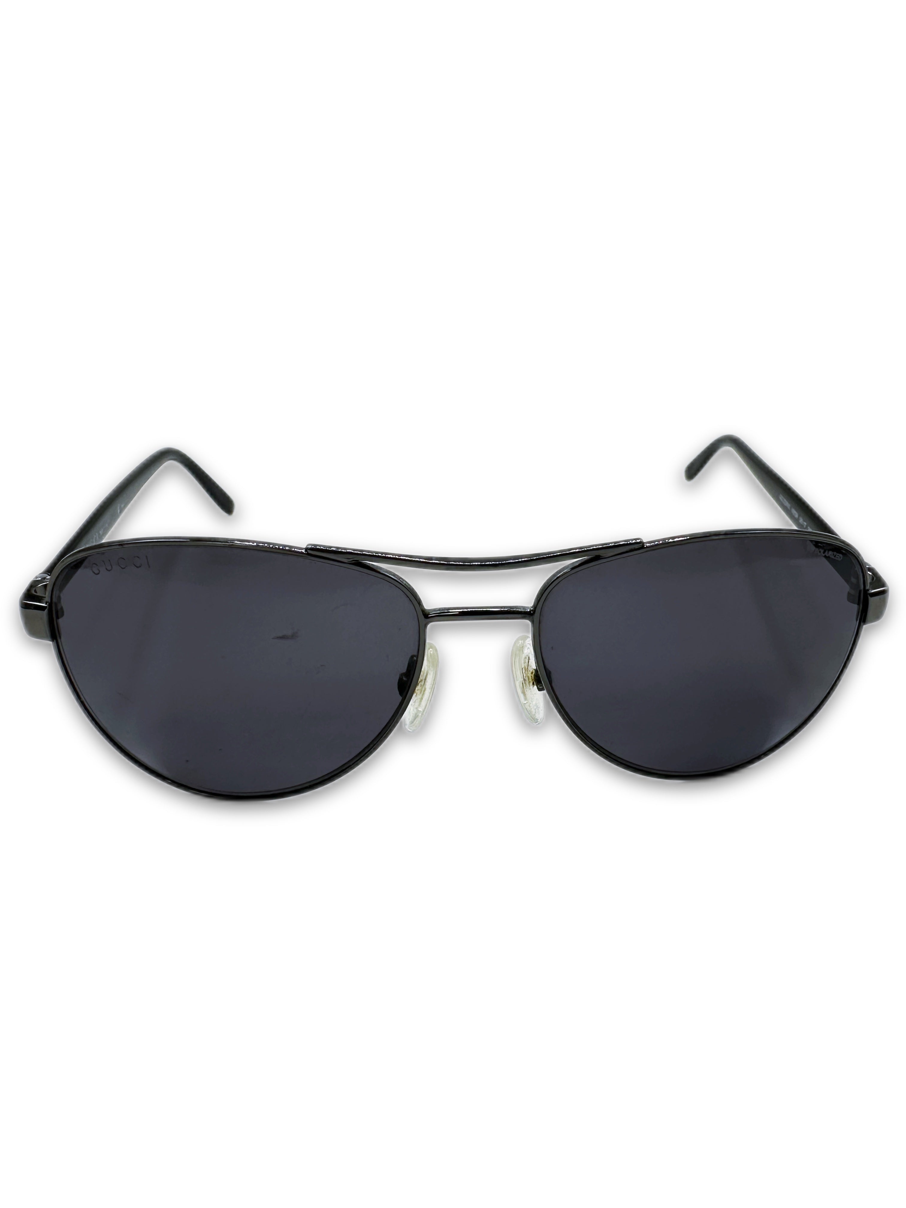 00s Gucci Aviator Blue Tint Metallic Logo Sunglasses